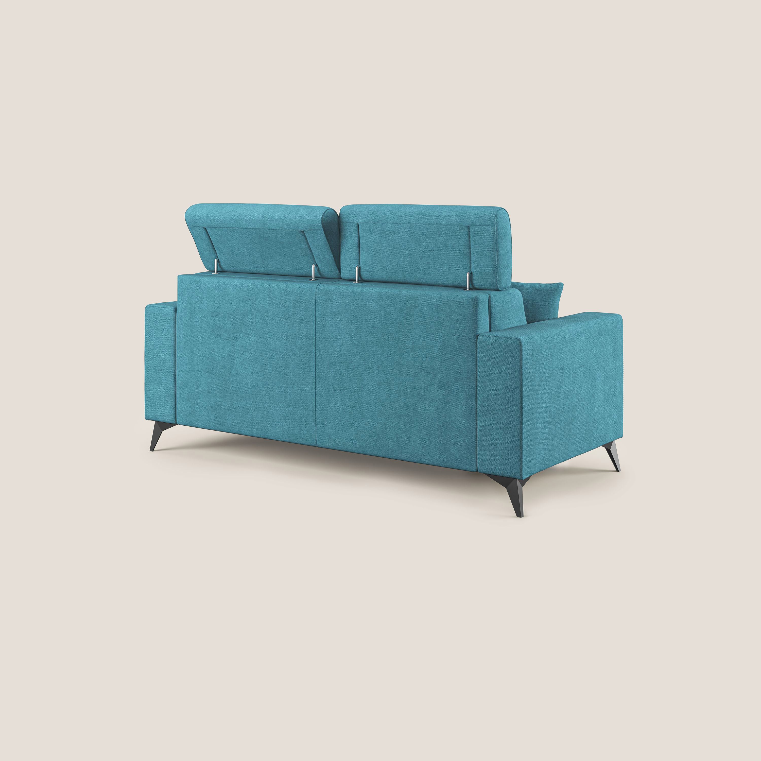 Pegaso divano letto con poggiatesta reclinabili e rivestimento T02 azzurro - divani.store