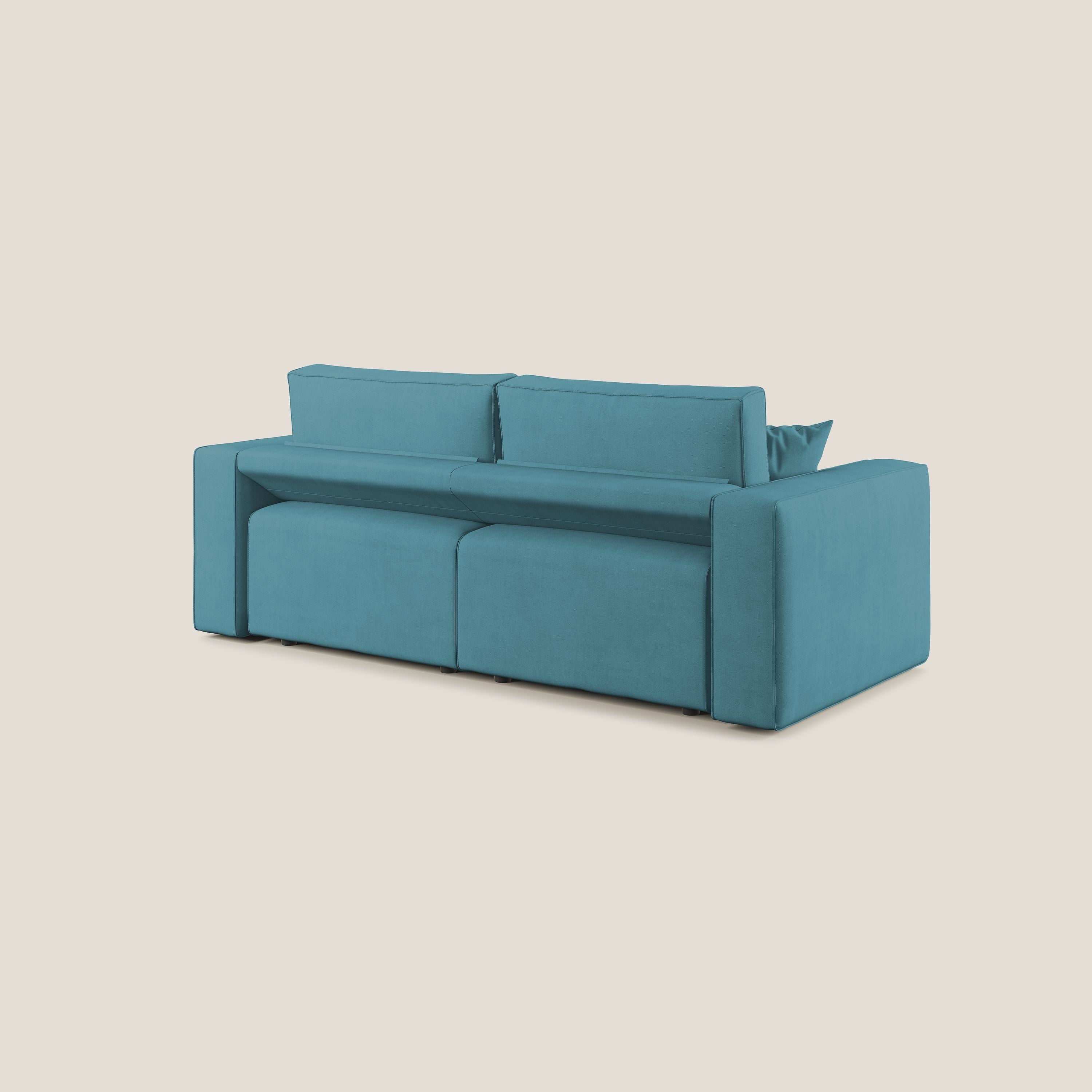 Morfeo divano con sedute estraibili in morbido tessuto impermeabile T02 azzurro - divani.store