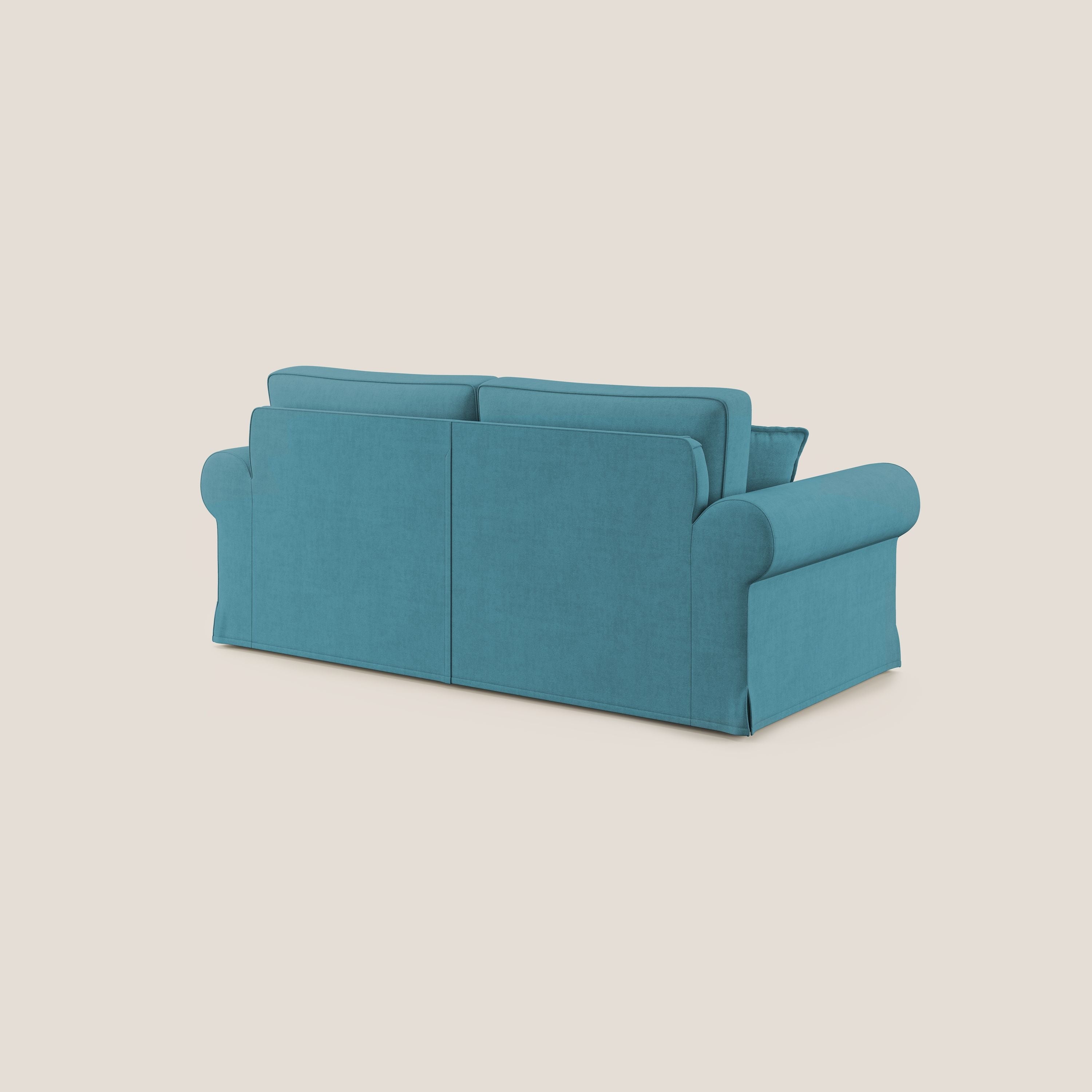 Lady divano classico in piuma d'oca realizzato con tessuto impermeabile T02 azzurro - divani.store