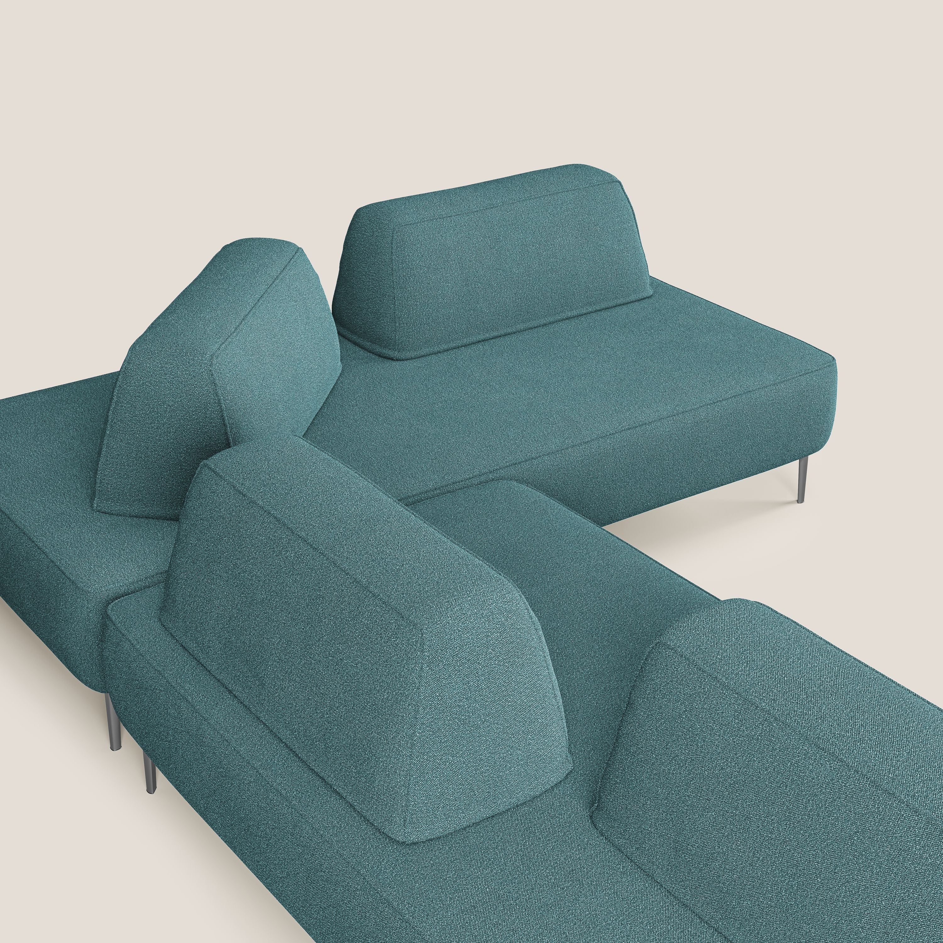 Newton divano angolare modulare con schienali movibili T07 azzurro - divani.store