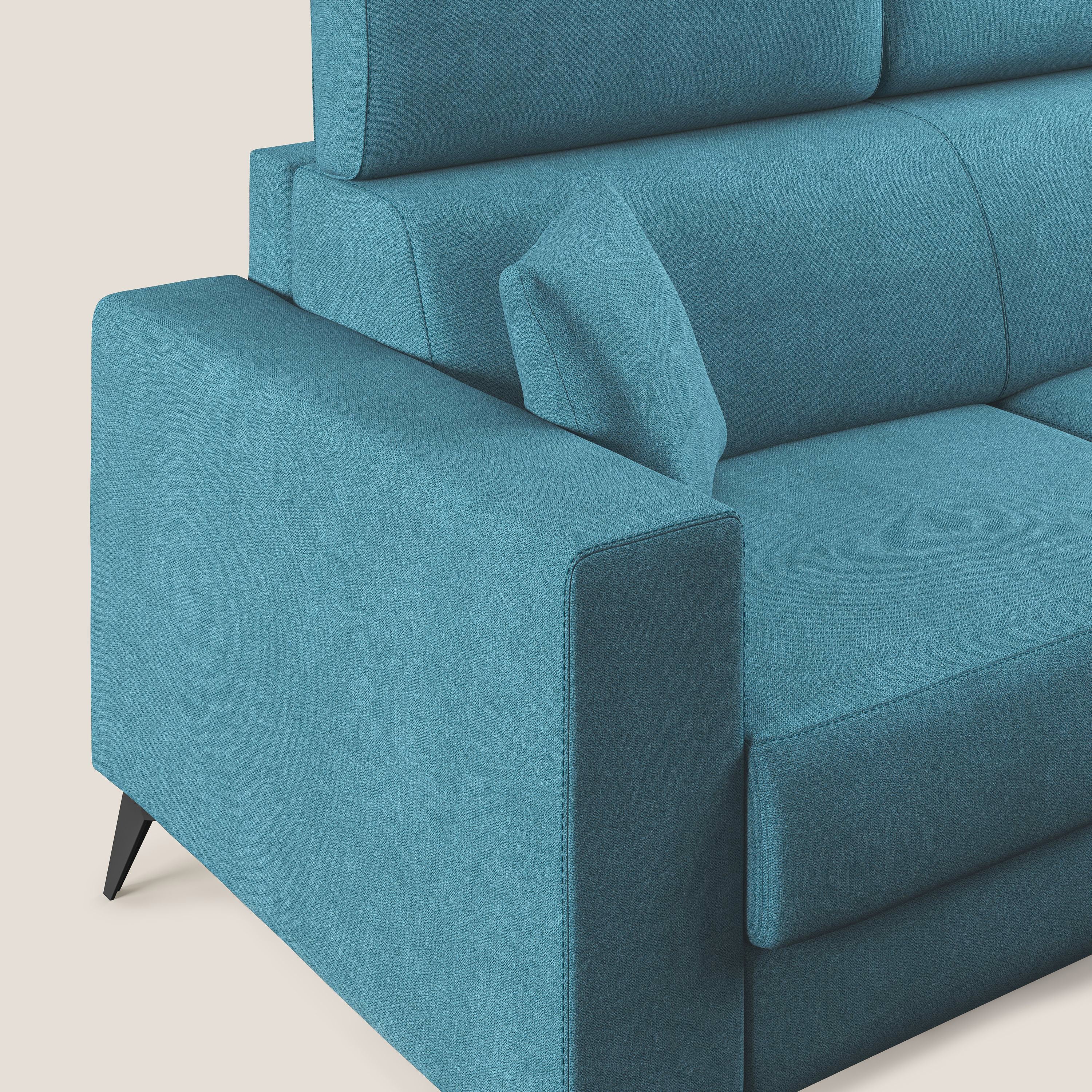 Pegaso divano letto con poggiatesta reclinabili e rivestimento T02 azzurro - divani.store