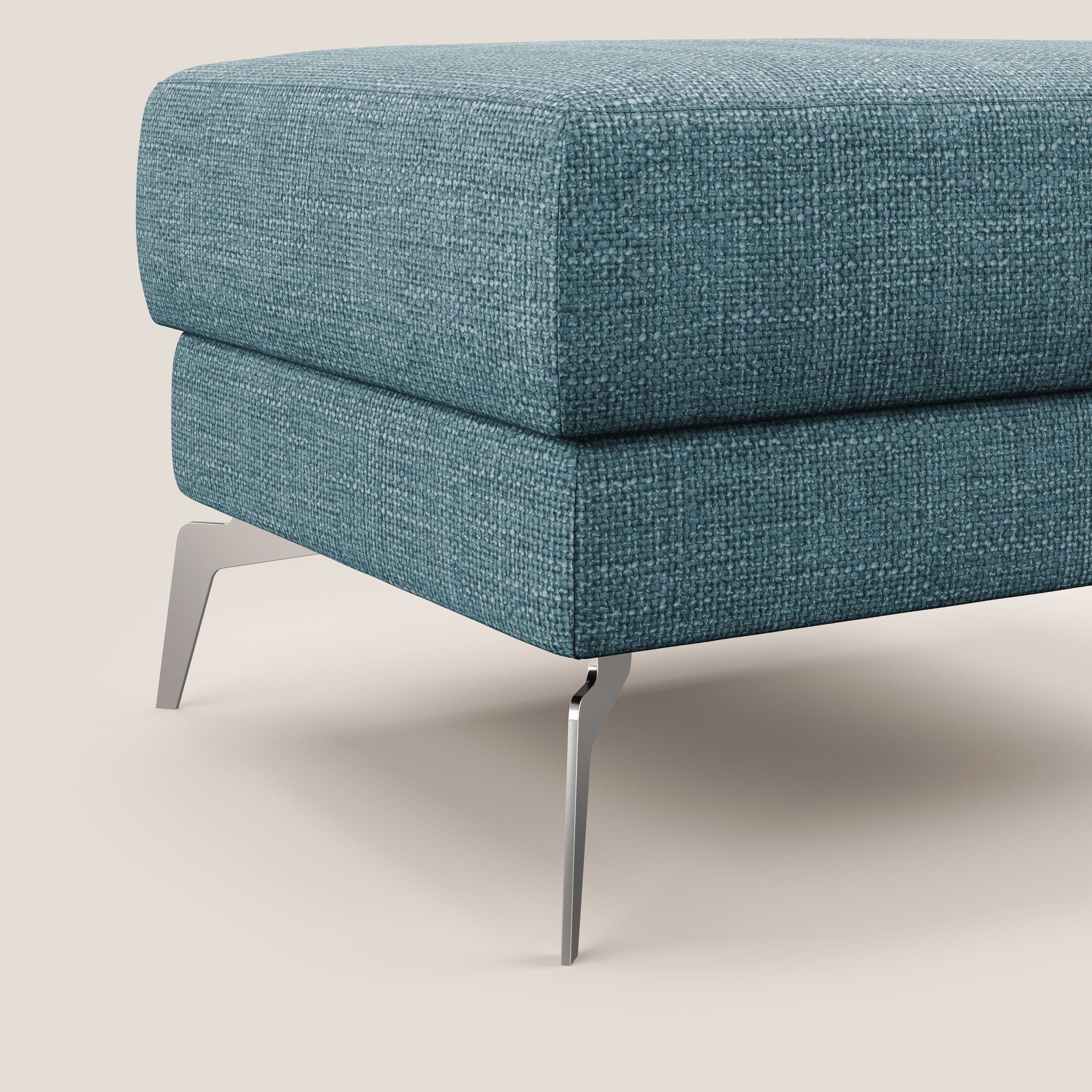 Star Pouf con piedini alti in tessuto impermeabile morbido intreccio T06 azzurro - divani.store