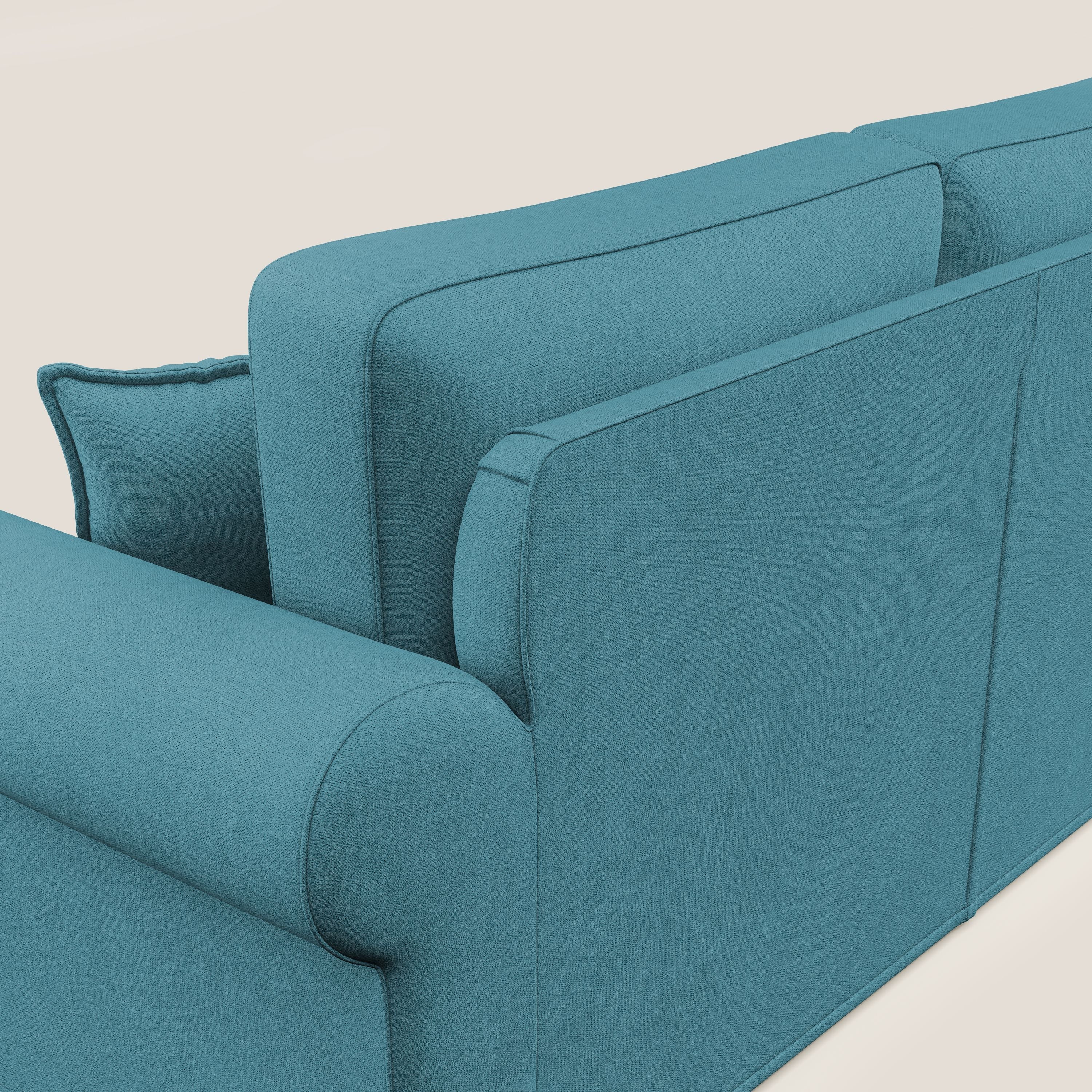 Lady divano classico in piuma d'oca realizzato con tessuto impermeabile T02 azzurro - divani.store