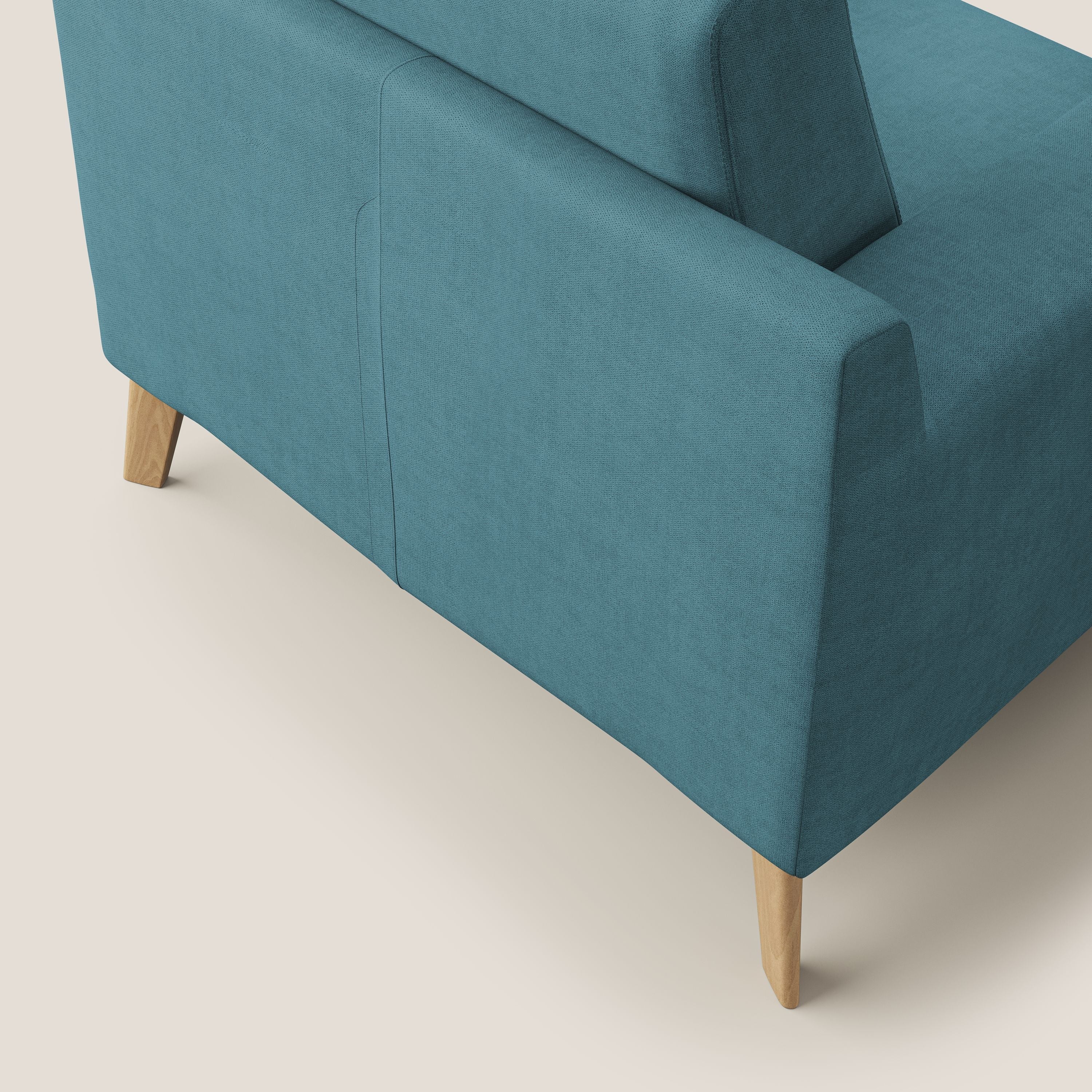 Danish poltroncina in tessuto morbido impermeabile T02 azzurro - divani.store