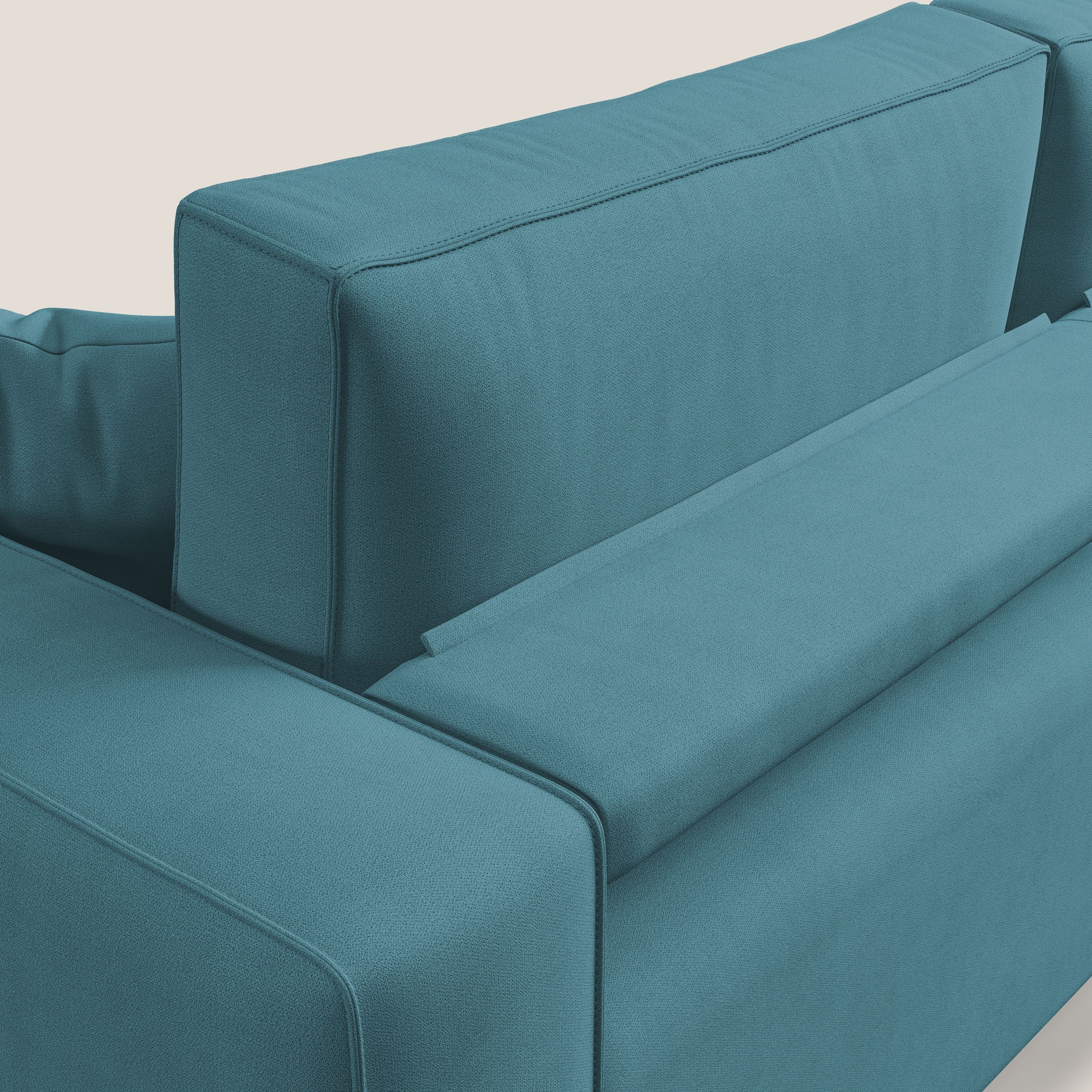 Morfeo divano con sedute estraibili in morbido tessuto impermeabile T02 azzurro - divani.store