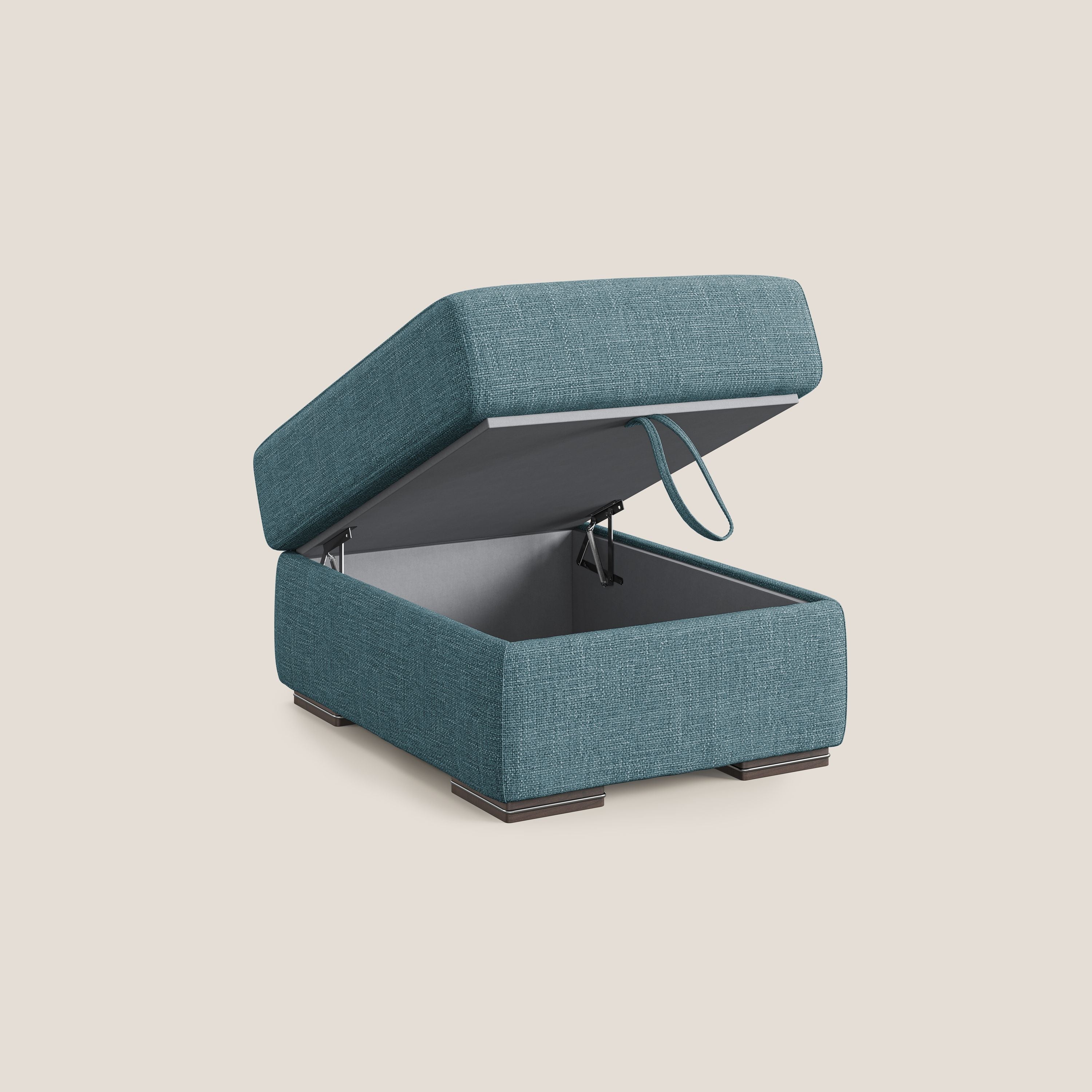 Sun pouf apribile contenitore in tessuto impermeabile morbido intreccio T06 azzurro - divani.store