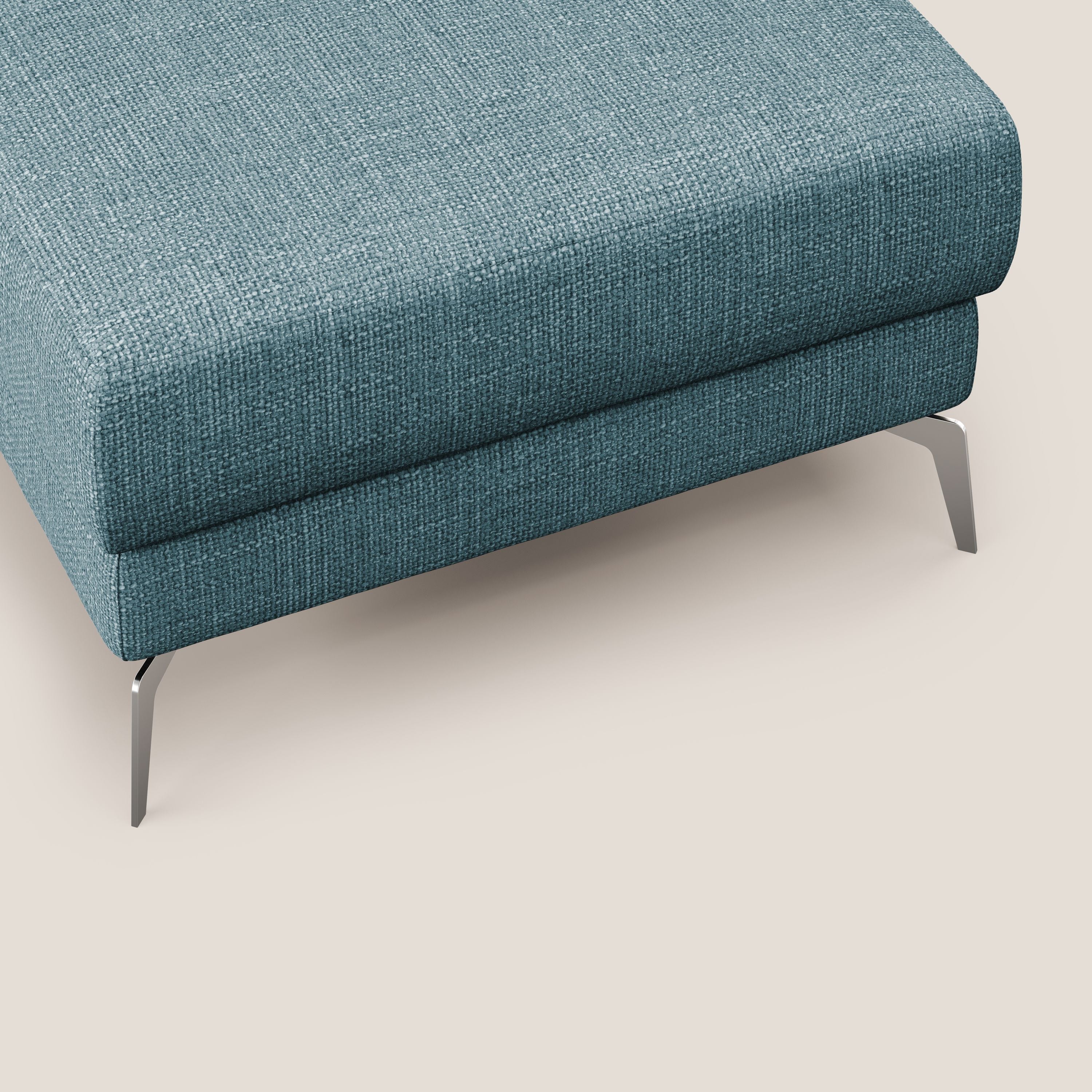 Star Pouf con piedini alti in tessuto impermeabile morbido intreccio T06 azzurro - divani.store