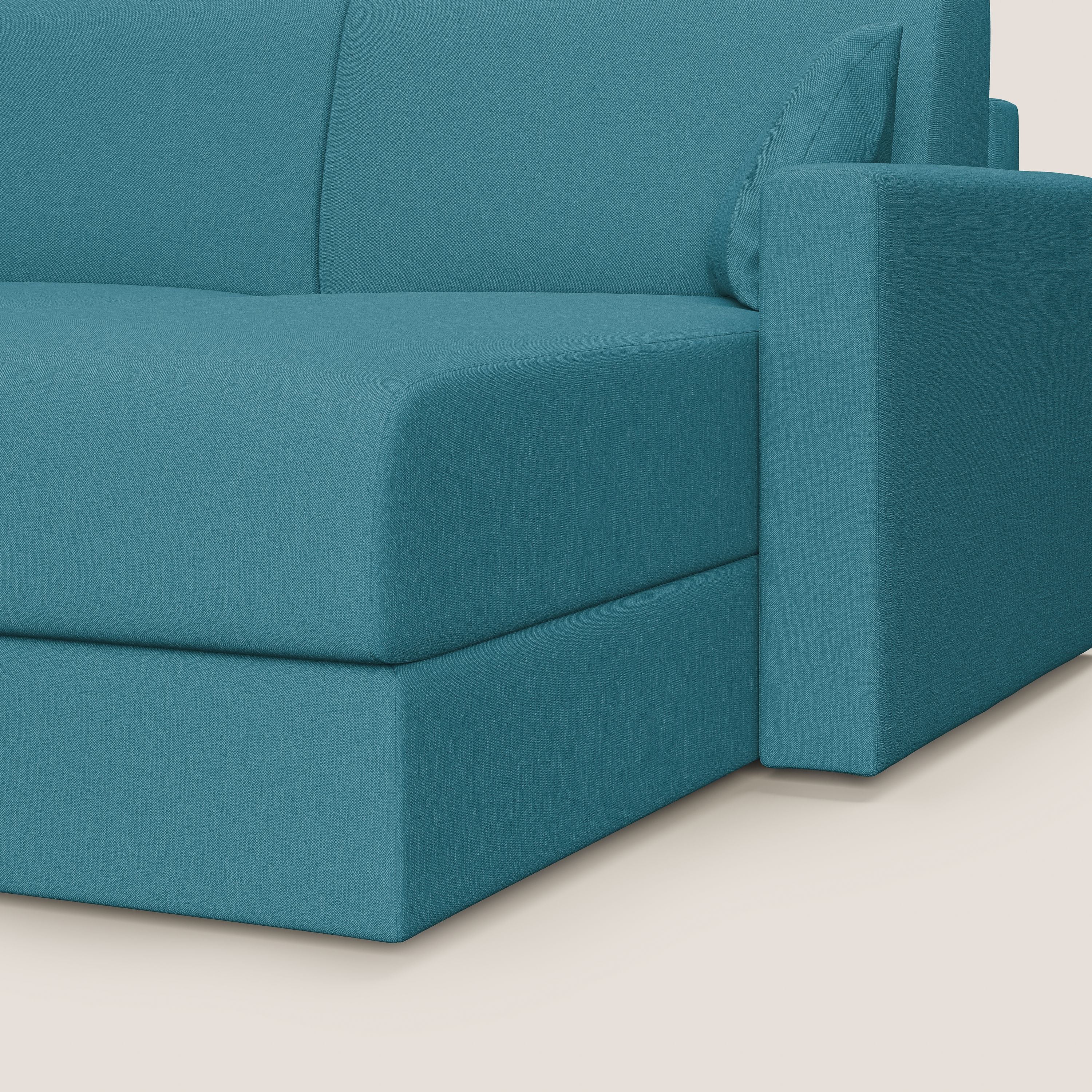 Chris Divano letto angolare 5 posti in tessuto impermeabile T13 azzurro - divani.store