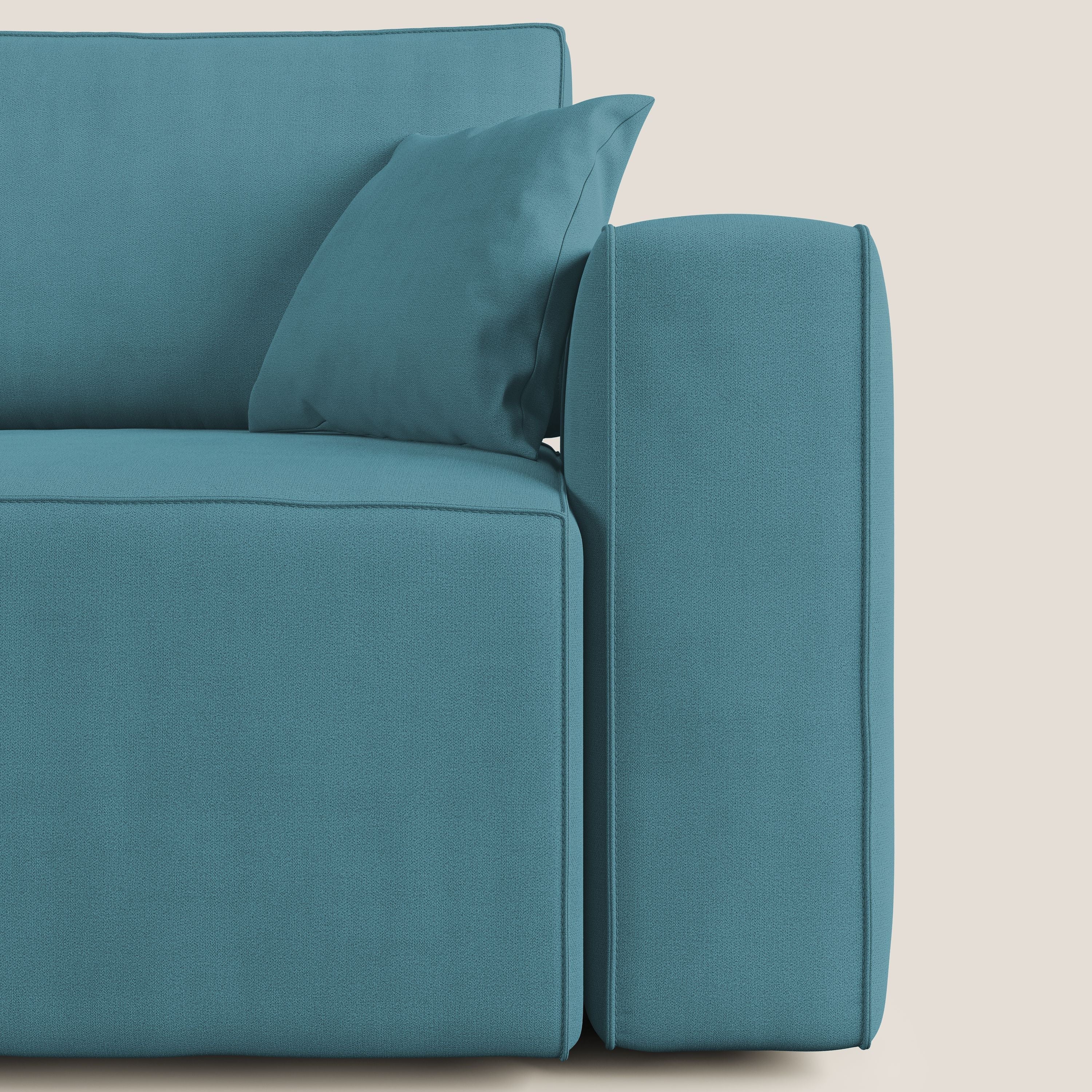 Morfeo divano con sedute estraibili in morbido tessuto impermeabile T02 azzurro - divani.store