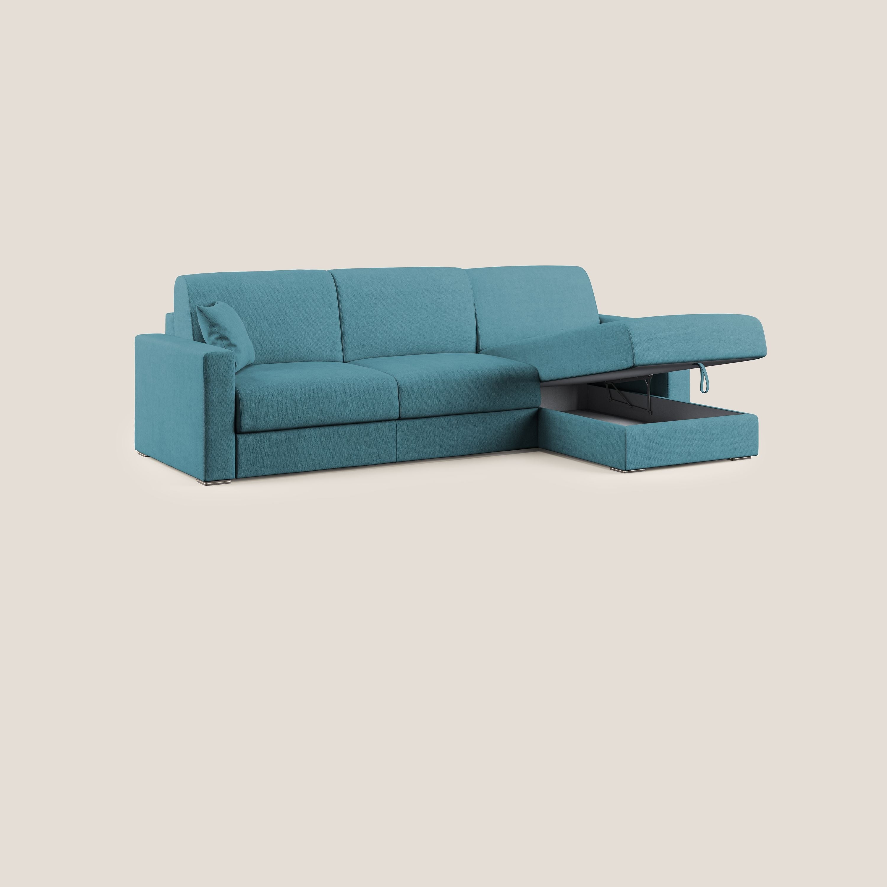 Best Divano letto angolare in tessuto impermeabile T02 azzurro - divani.store