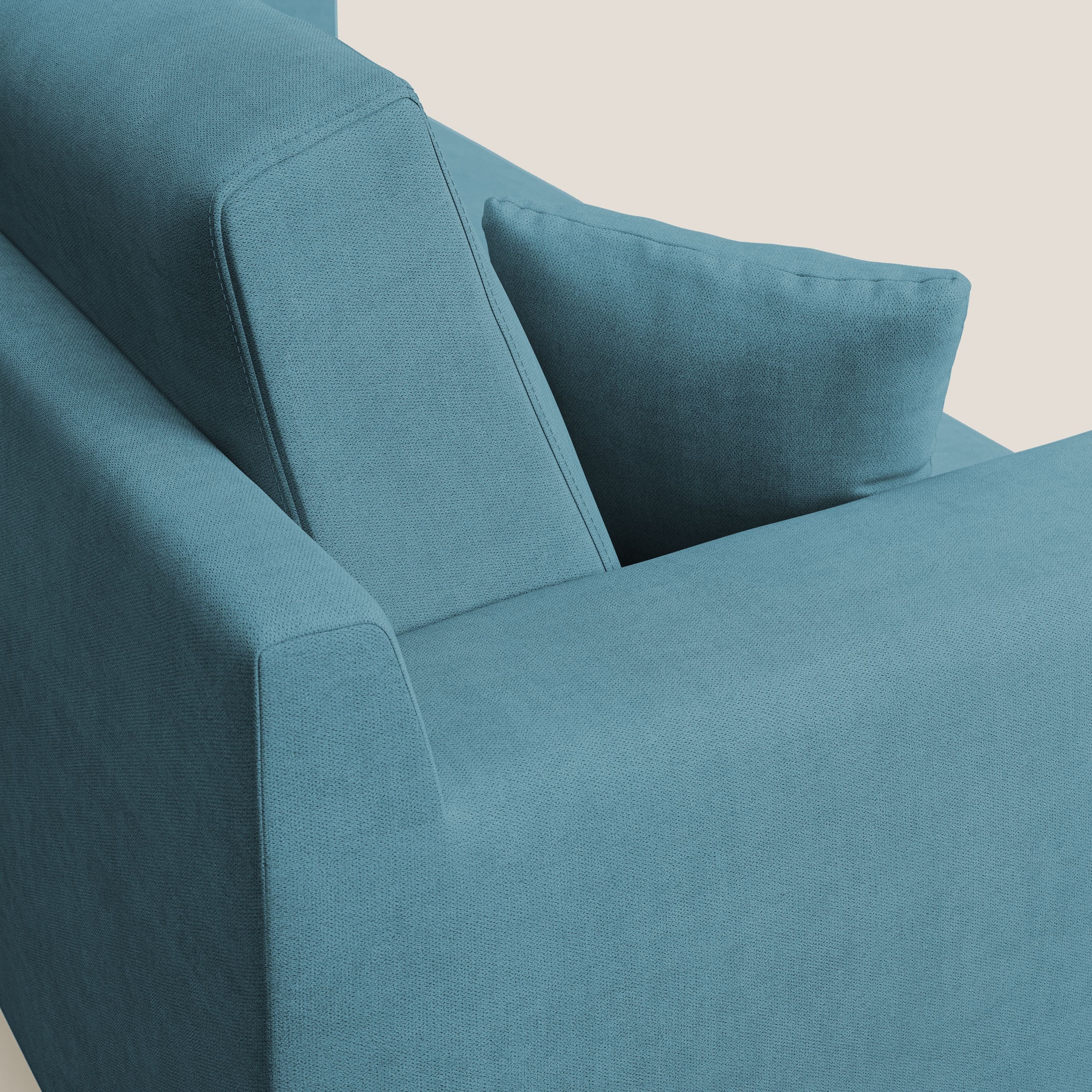 Danish divano moderno in tessuto morbido impermeabile T02 azzurro - divani.store