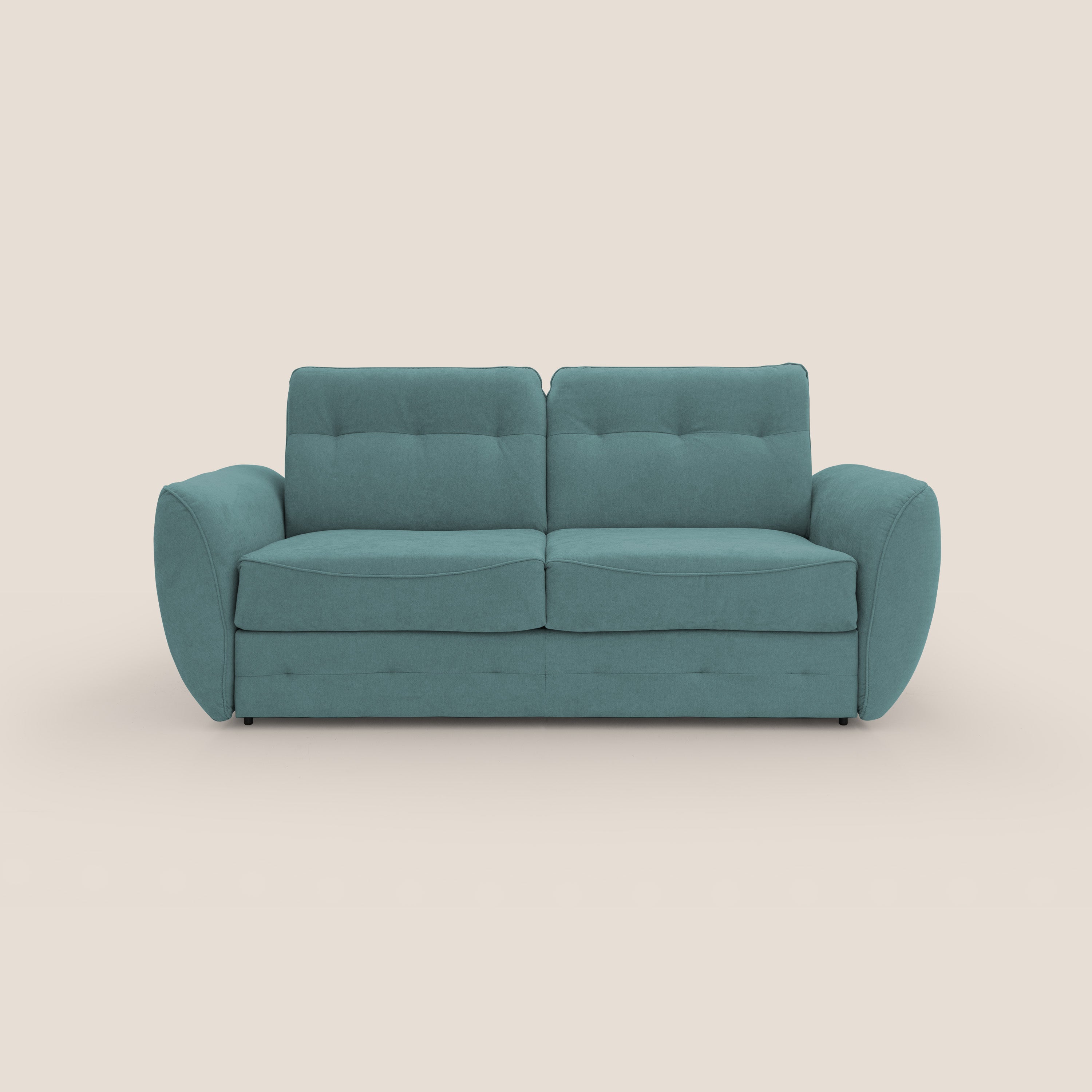 Zeus Divano letto scandinavo con schienale alto in tessuto impermeabile T02 petrolio - divani.store