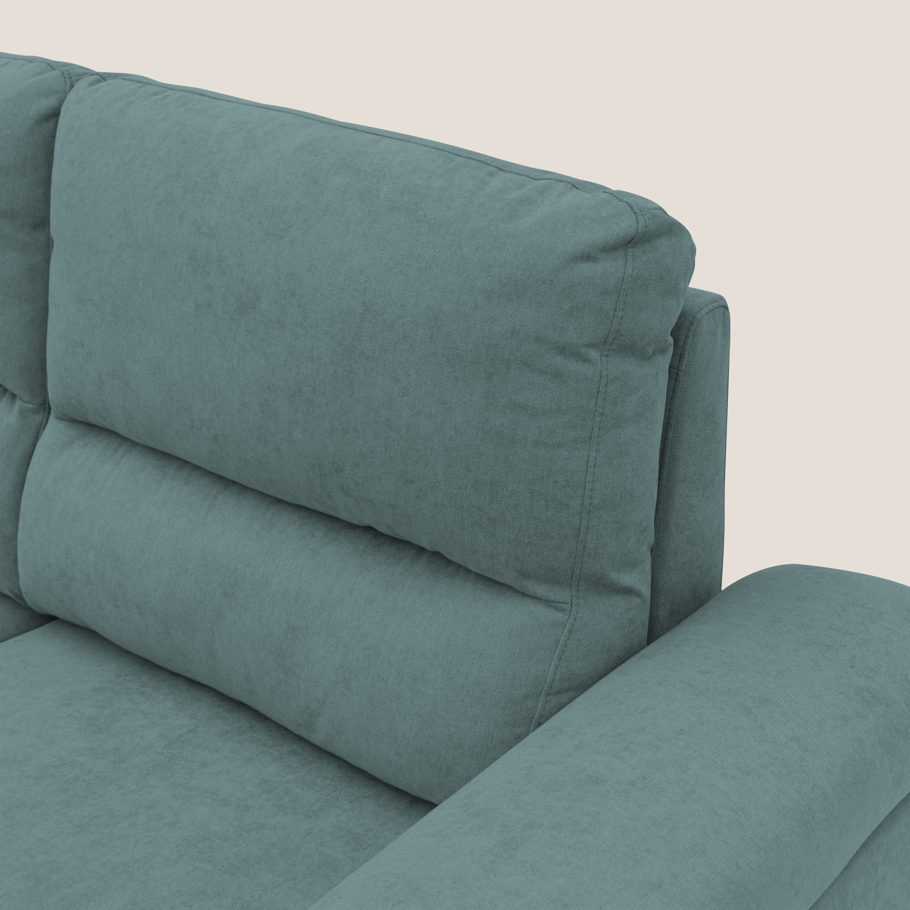 Minerva divano con pouf estraibile poggiapiedi in tessuto morbido impermeabile T02 petrolio - divani.store