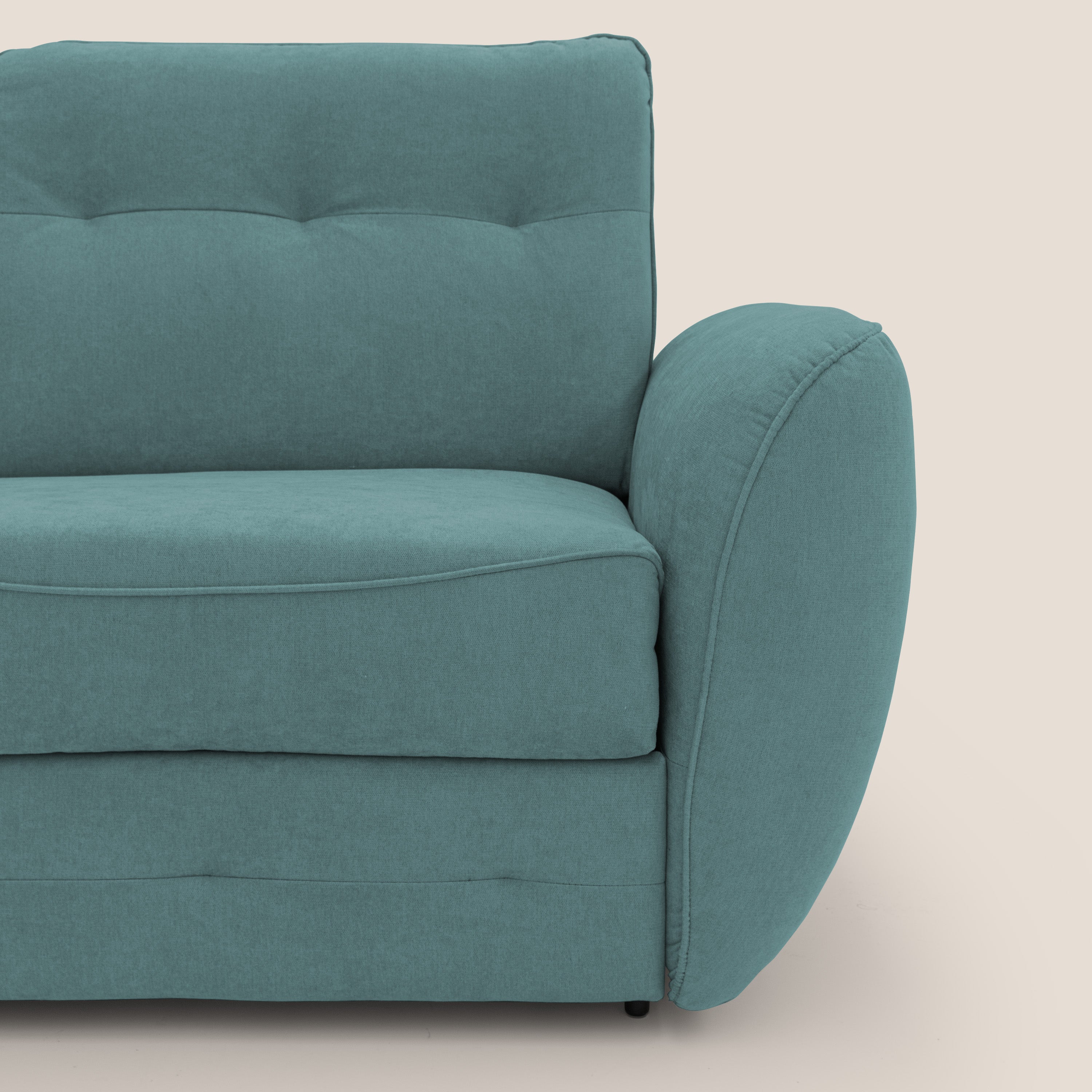 Zeus divano letto angolare con materasso H18 cm pouf mobile in tessuto impermeabile T02 - divani.store