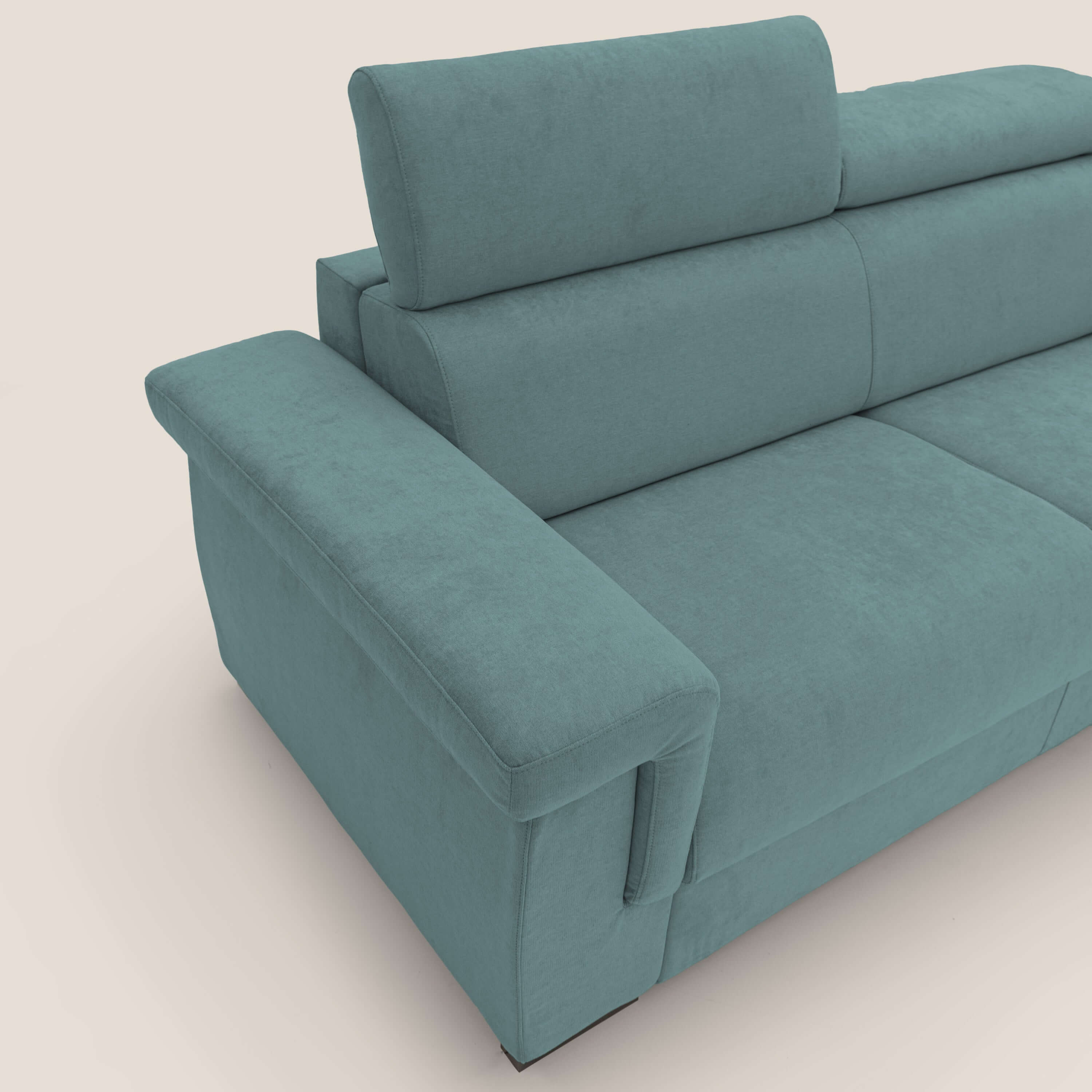 Bjorn divano letto sfoderabile con materasso H18 cm e poggiatesta reclinabili in tessuto impermeabile T02 petrolio - divani.store