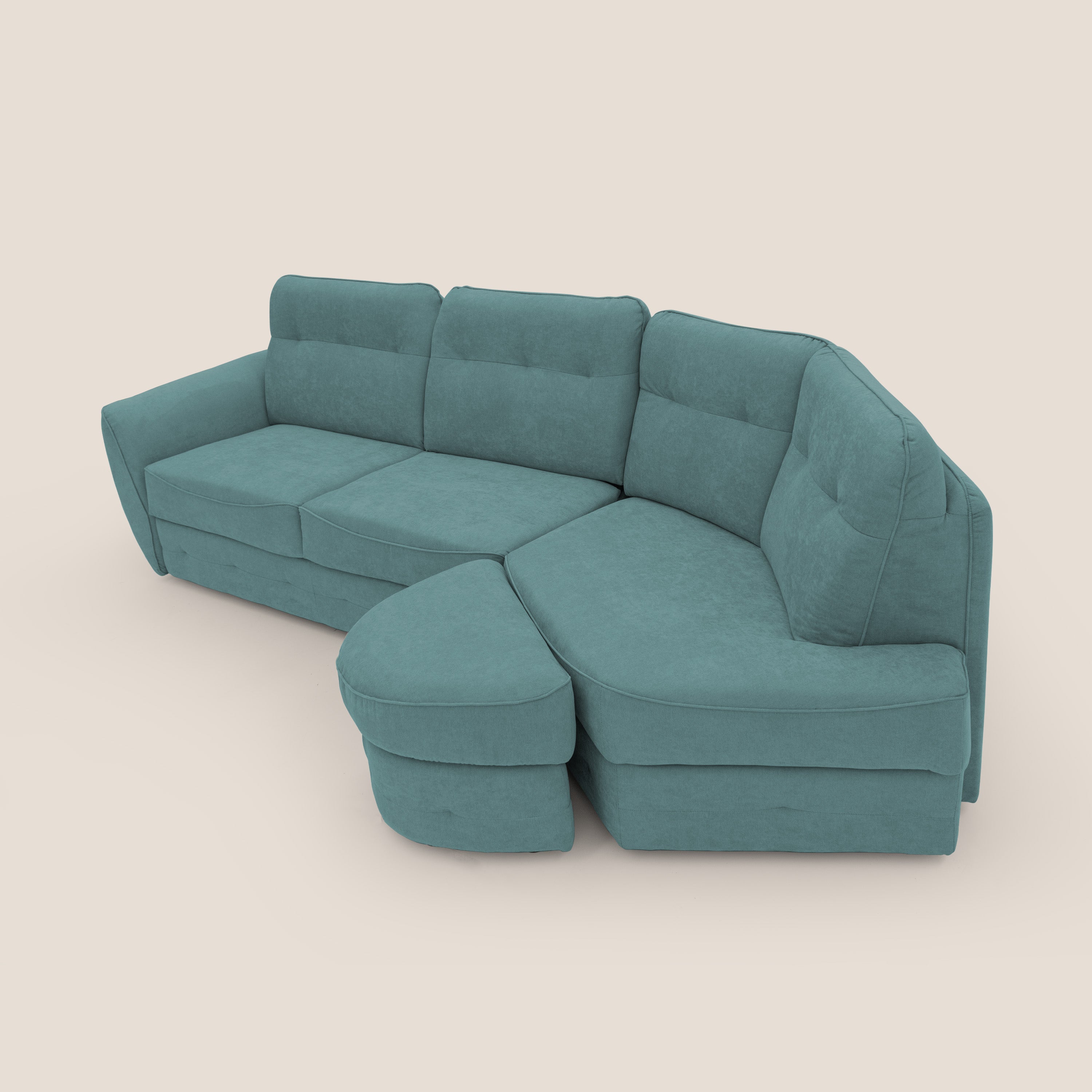 Zeus divano letto angolare con materasso H18 cm pouf mobile in tessuto impermeabile T02 - divani.store