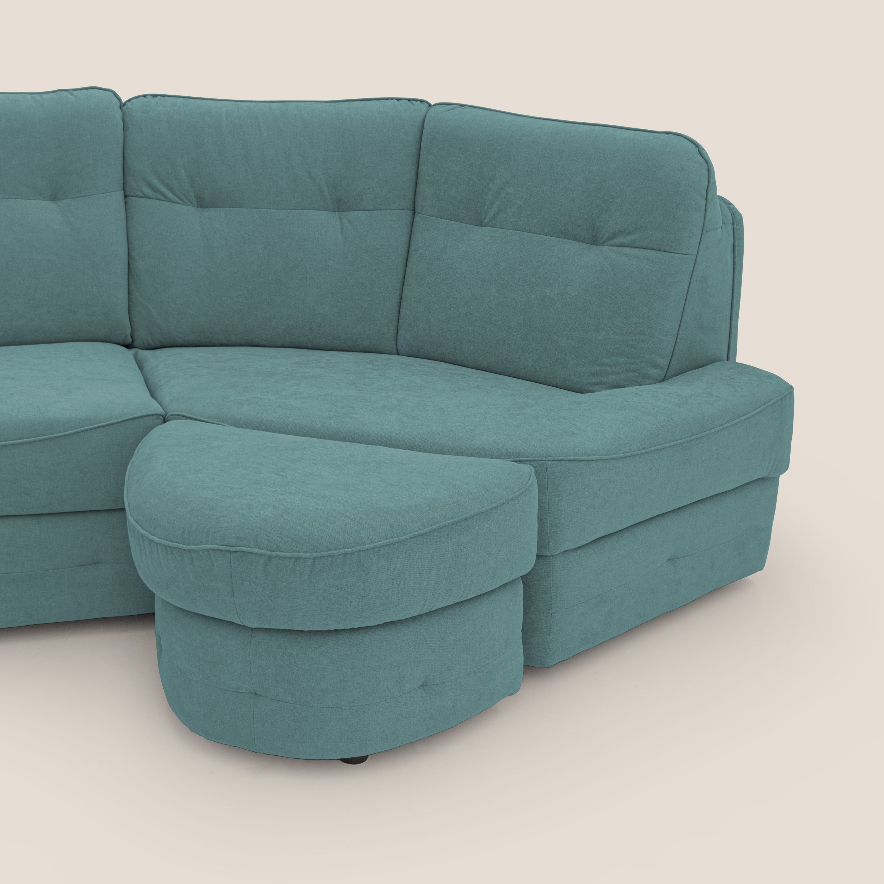 Zeus divano letto angolare con materasso H18 cm pouf mobile in tessuto impermeabile T02 - divani.store