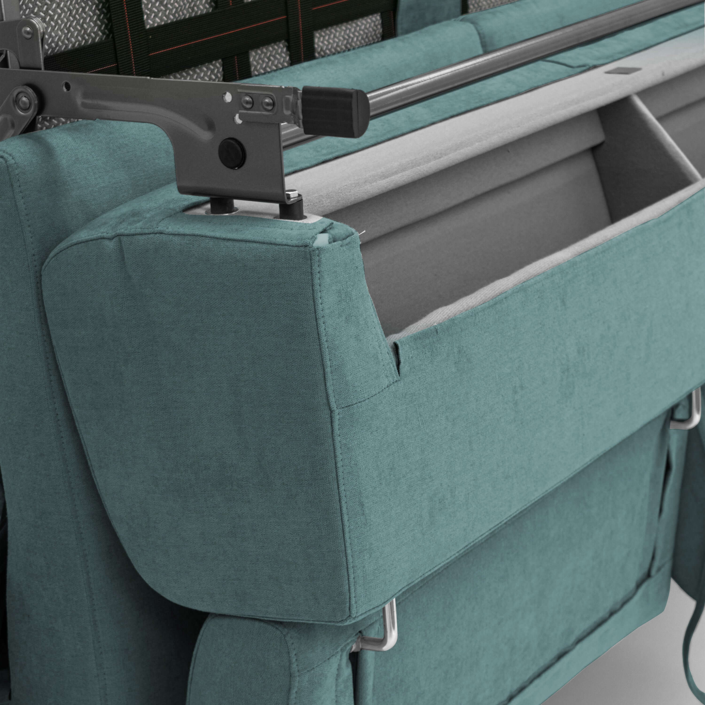 Bjorn divano letto sfoderabile con materasso H18 cm e poggiatesta reclinabili in tessuto impermeabile T02 petrolio - divani.store