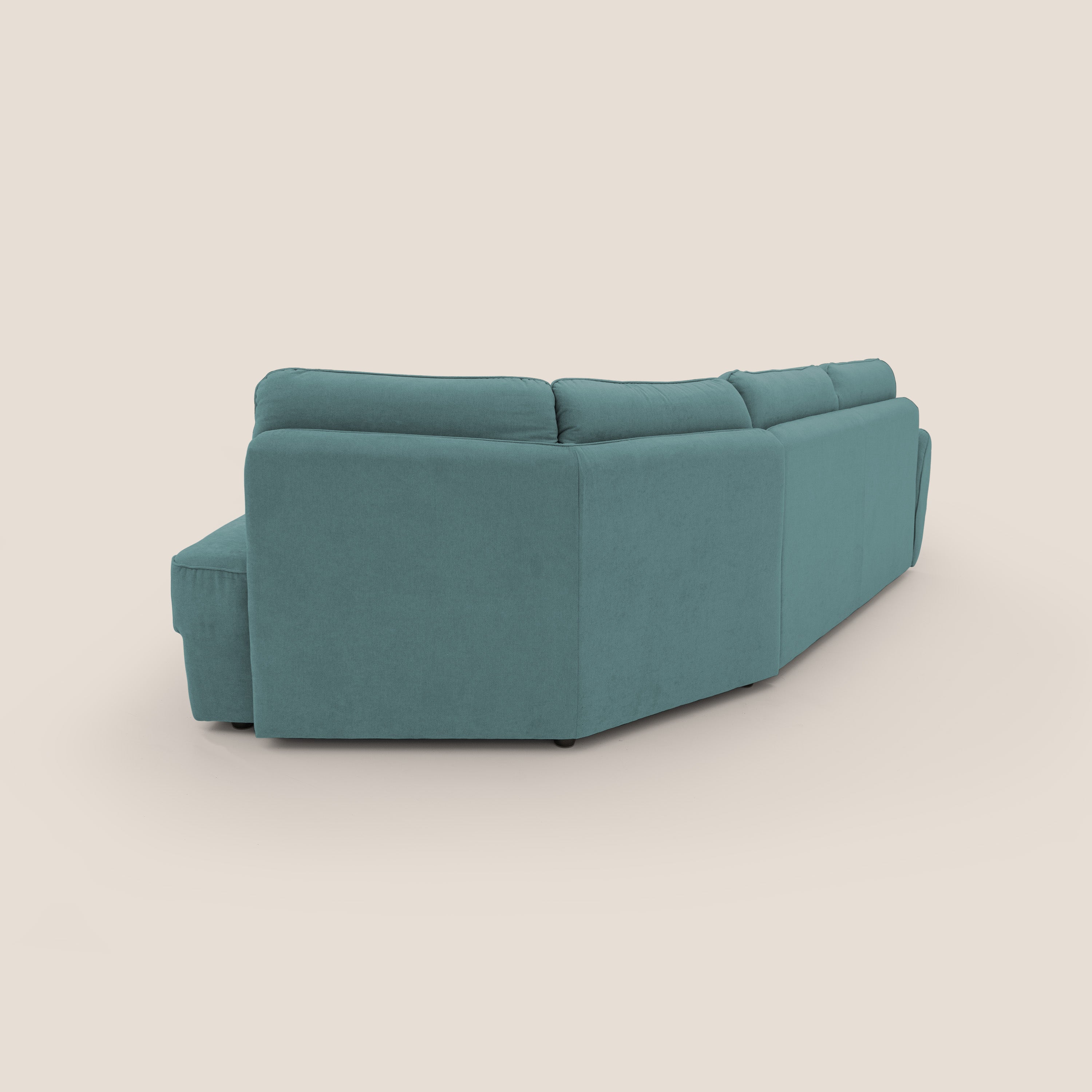 Zeus divano letto angolare con materasso H18 cm pouf mobile in tessuto impermeabile T02 - divani.store