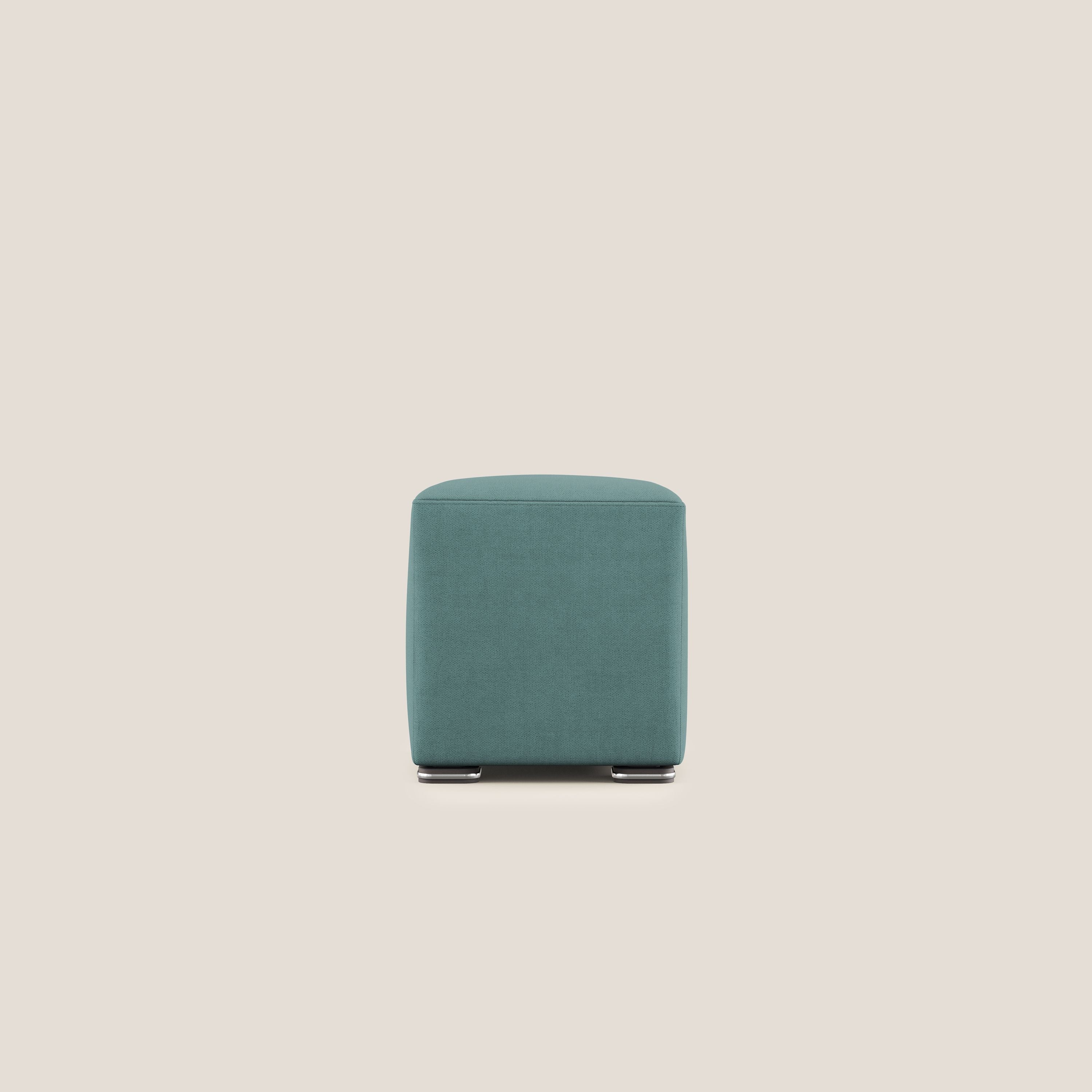 Cube pouf in tessuto morbido impermeabile T02 petrolio - divani.store