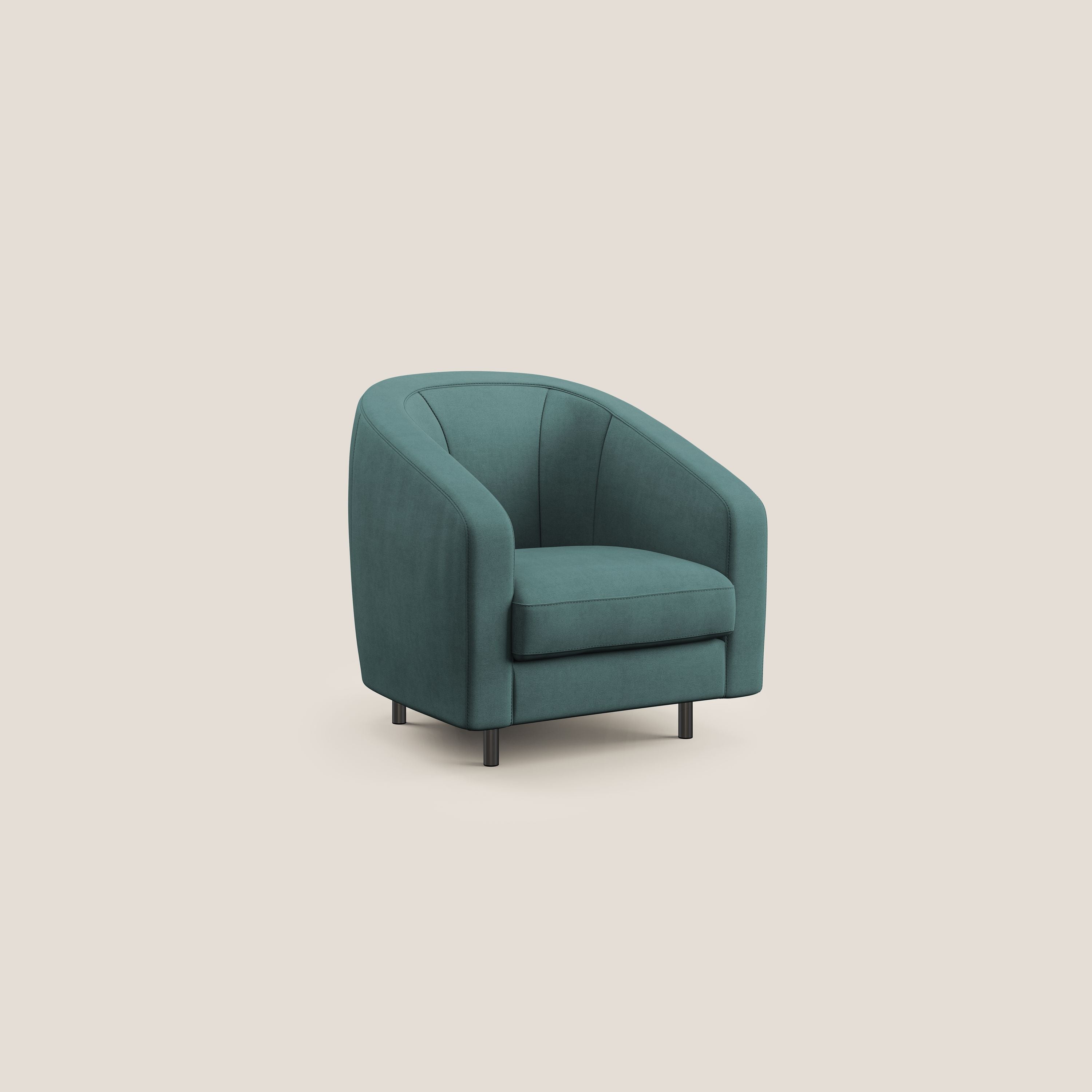 Pandora Poltroncina in tessuto morbido impermeabile T02 petrolio - divani.store