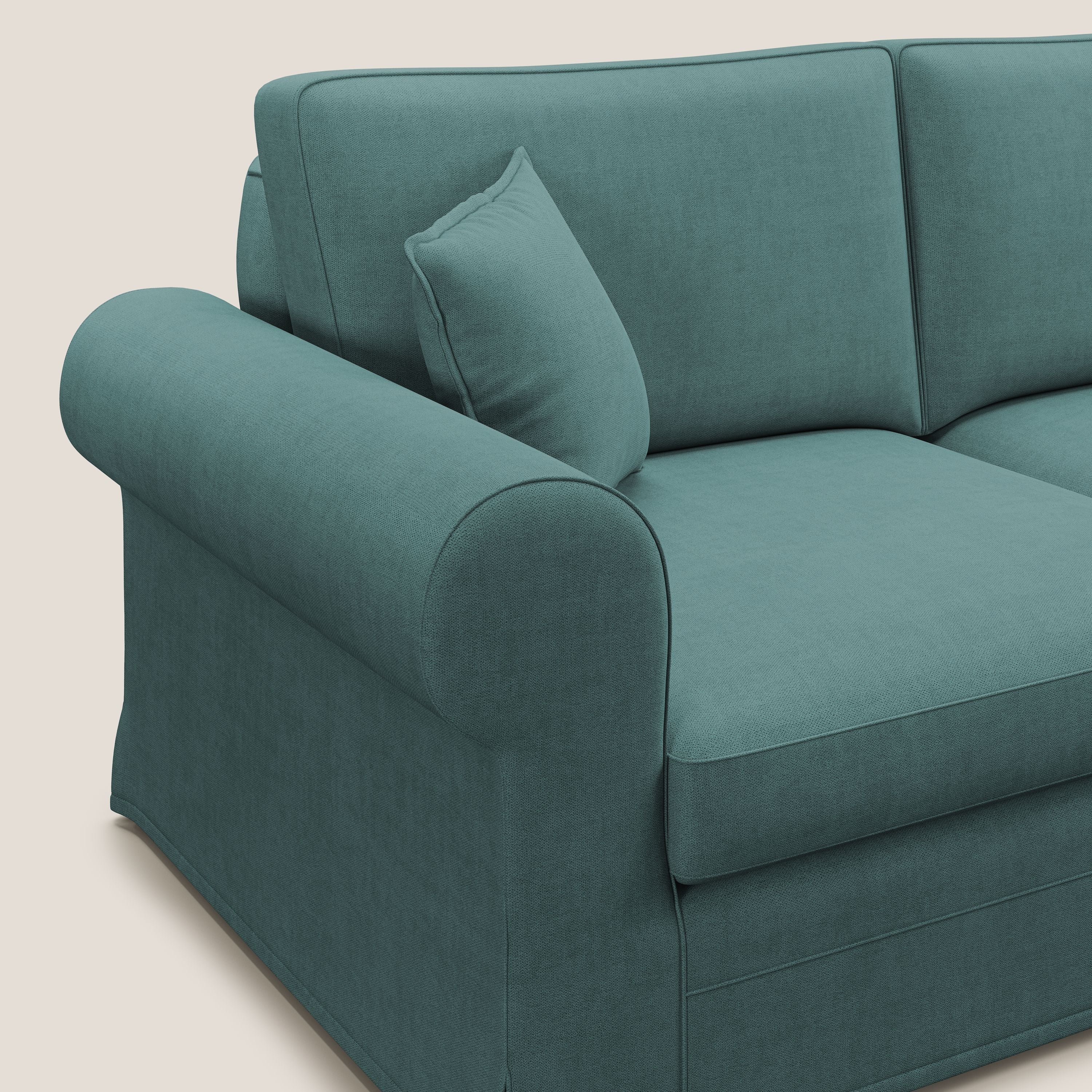 Lady divano classico in piuma d'oca realizzato con tessuto impermeabile T02 petrolio - divani.store