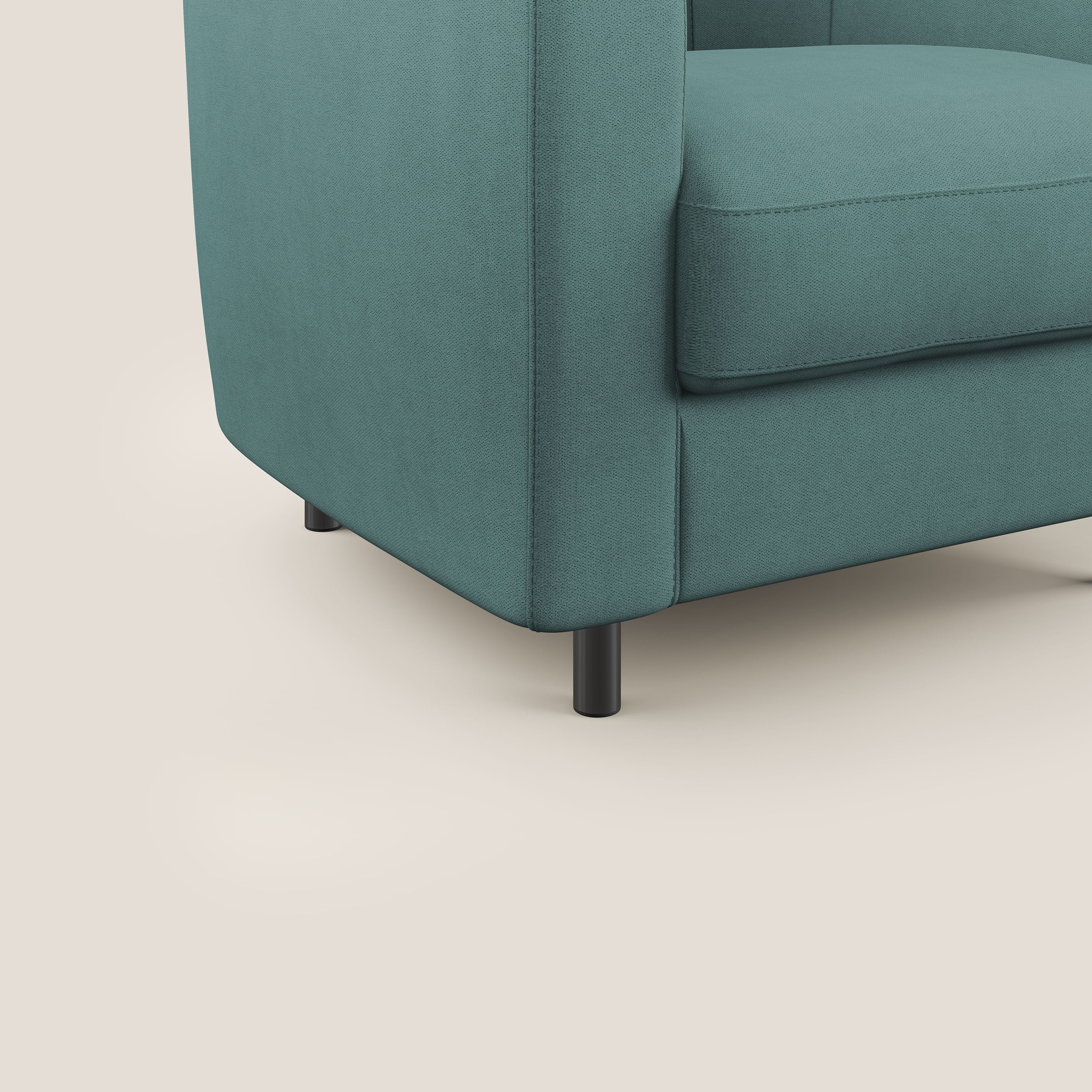 Pandora Poltroncina in tessuto morbido impermeabile T02 petrolio - divani.store