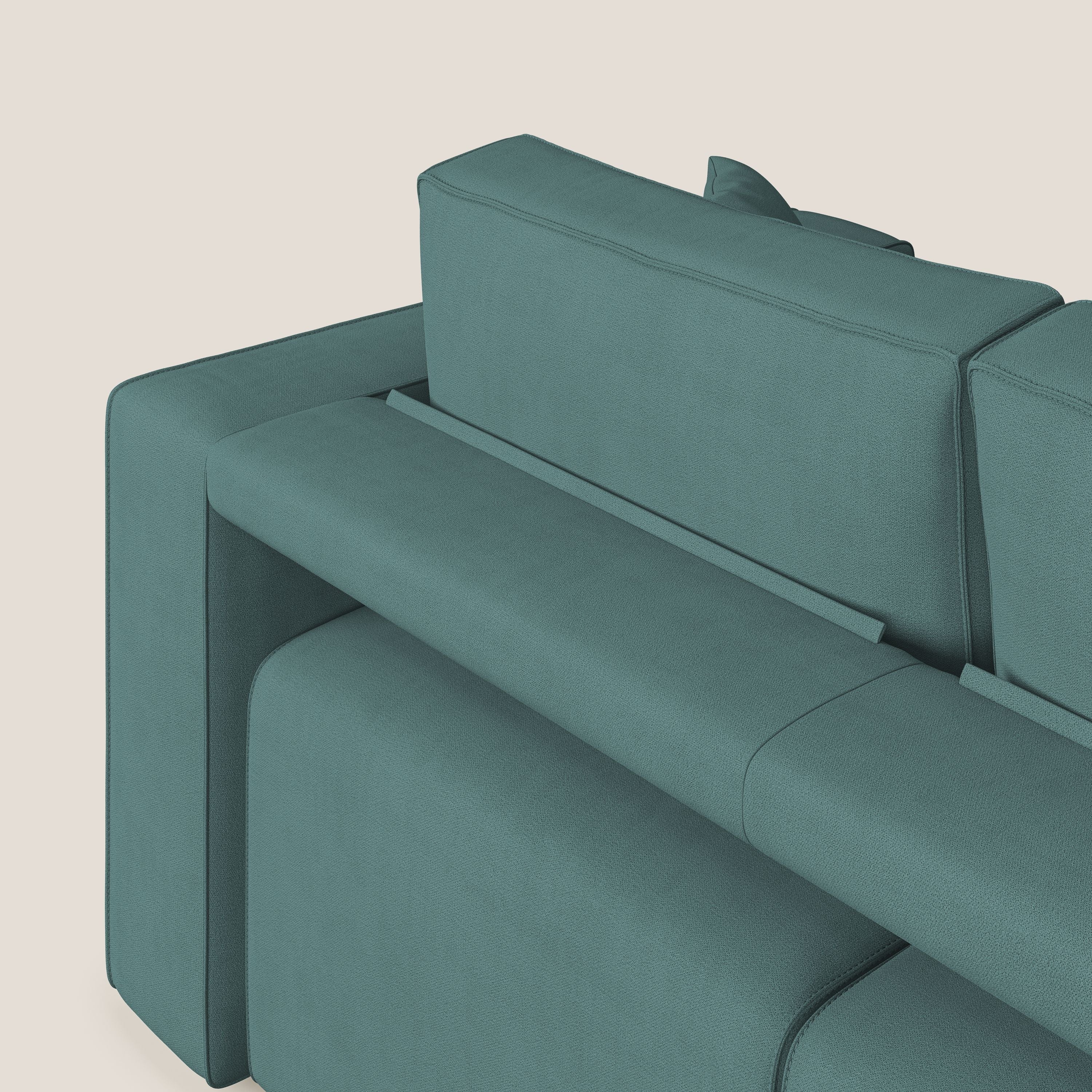 Morfeo divano con 3 sedute estraibili in morbido tessuto impermeabile T02 petrolio - divani.store