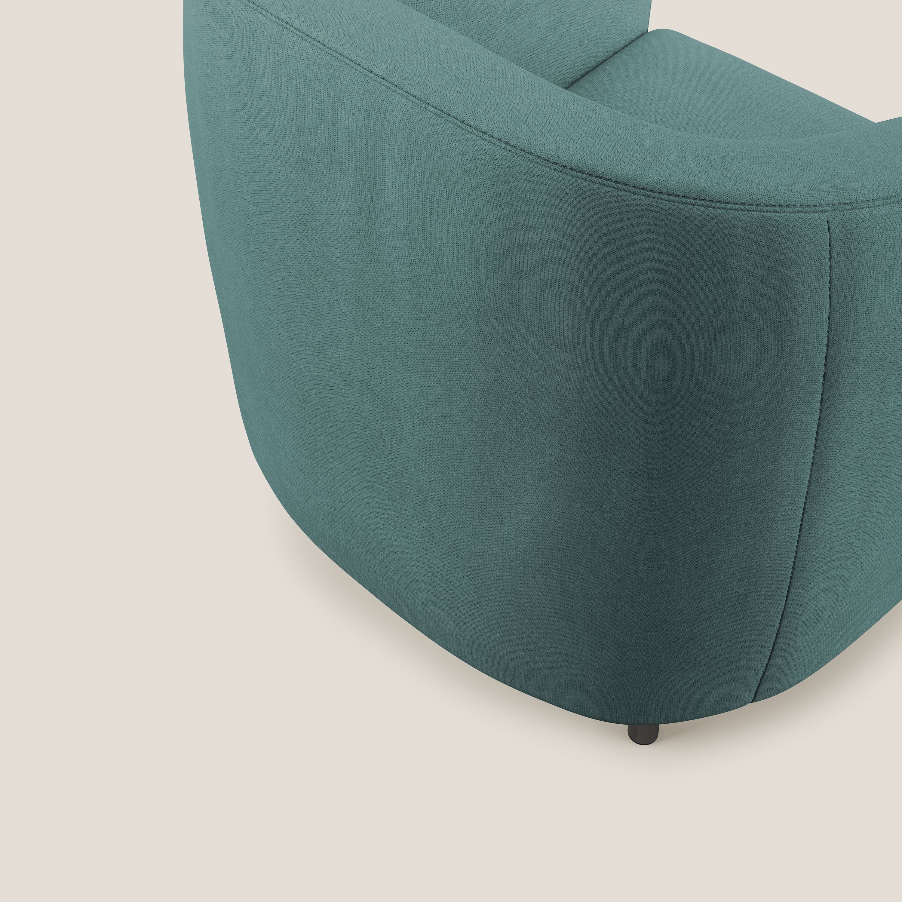 Pandora Poltroncina in tessuto morbido impermeabile T02 petrolio - divani.store