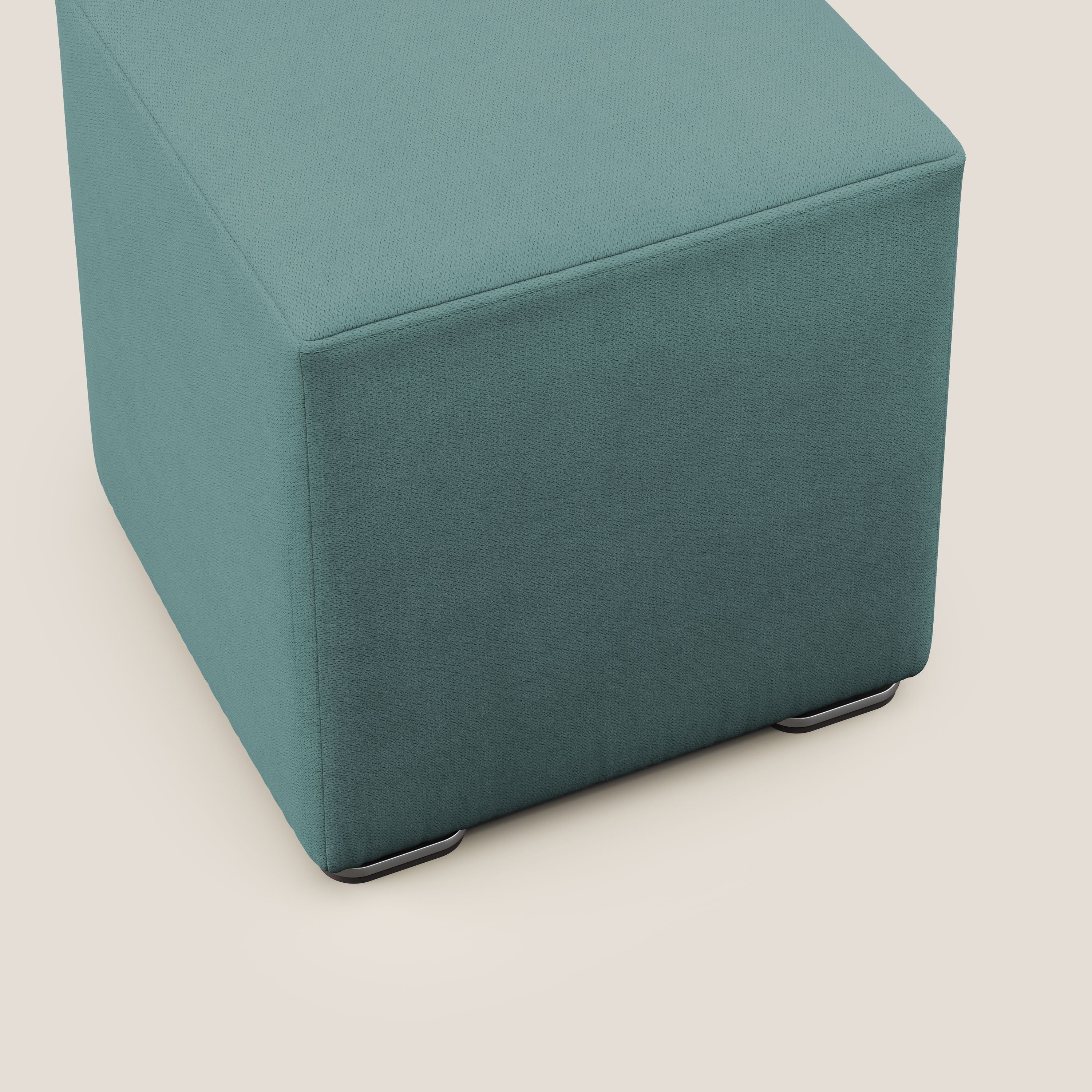 Cube pouf in tessuto morbido impermeabile T02 petrolio - divani.store