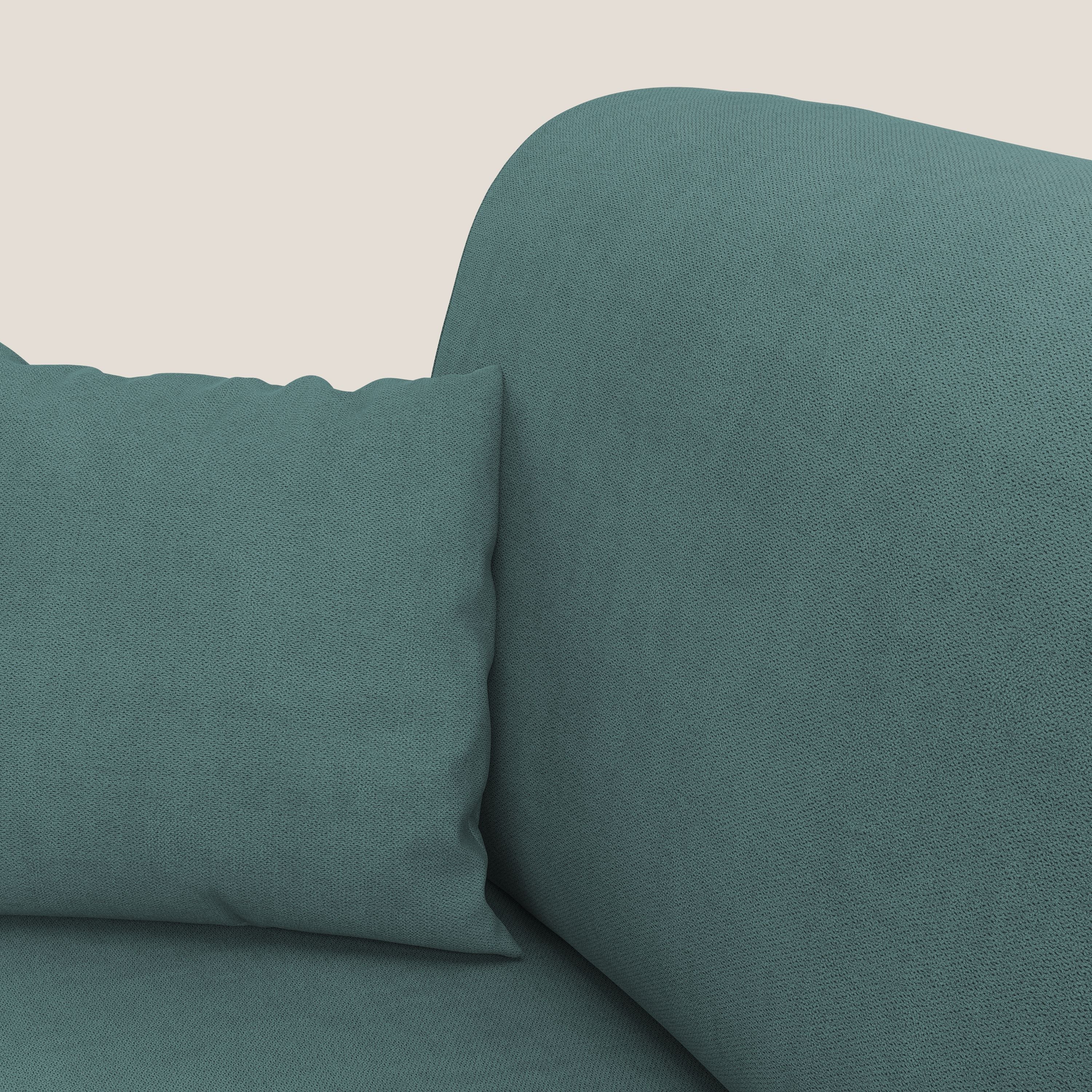 Kafka divano letto angolare in morbido tessuto impermeabile T02 petrolio - divani.store