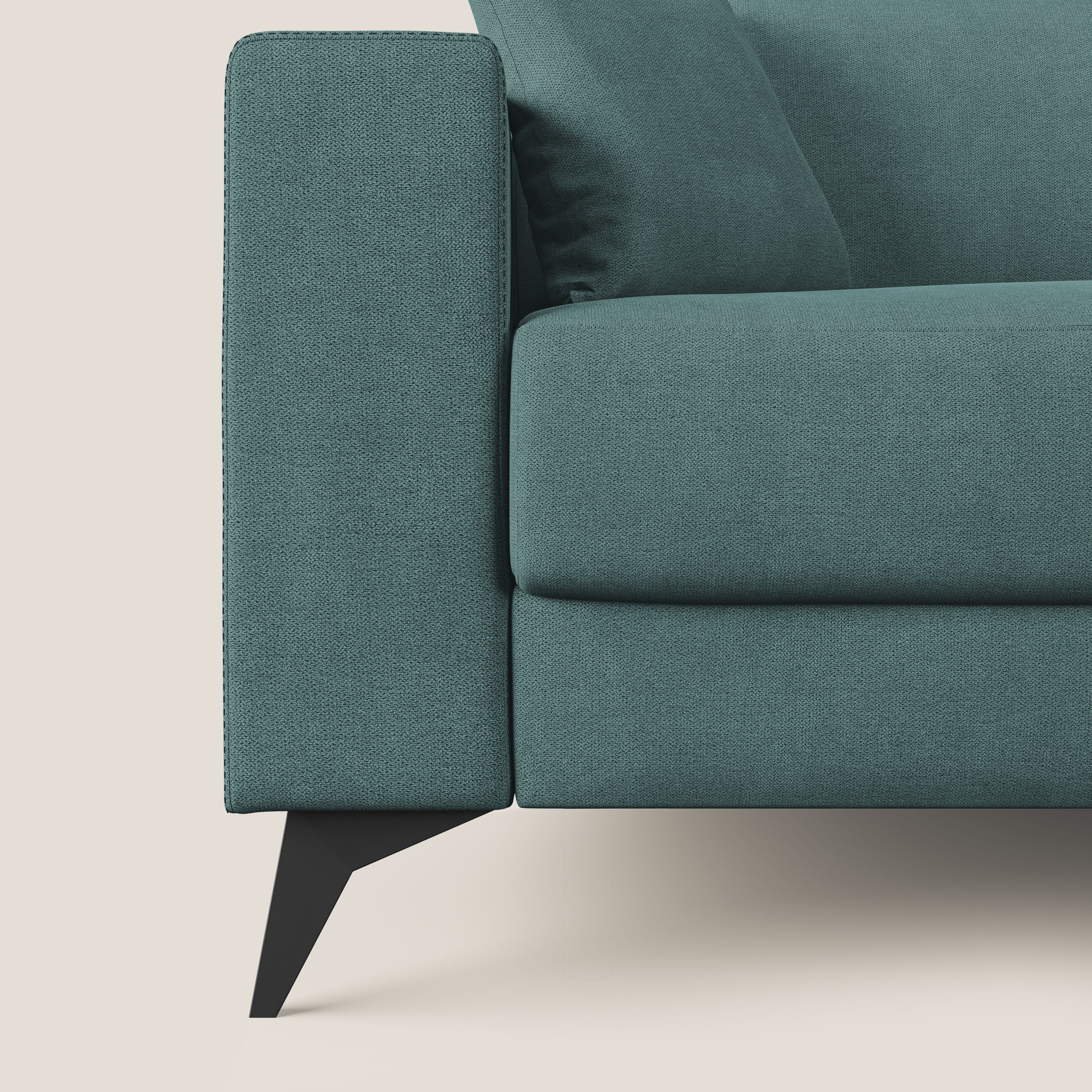 Pegaso divano letto angolare con poggiatesta reclinabili e rivestimento impermeabile T02 petrolio - divani.store