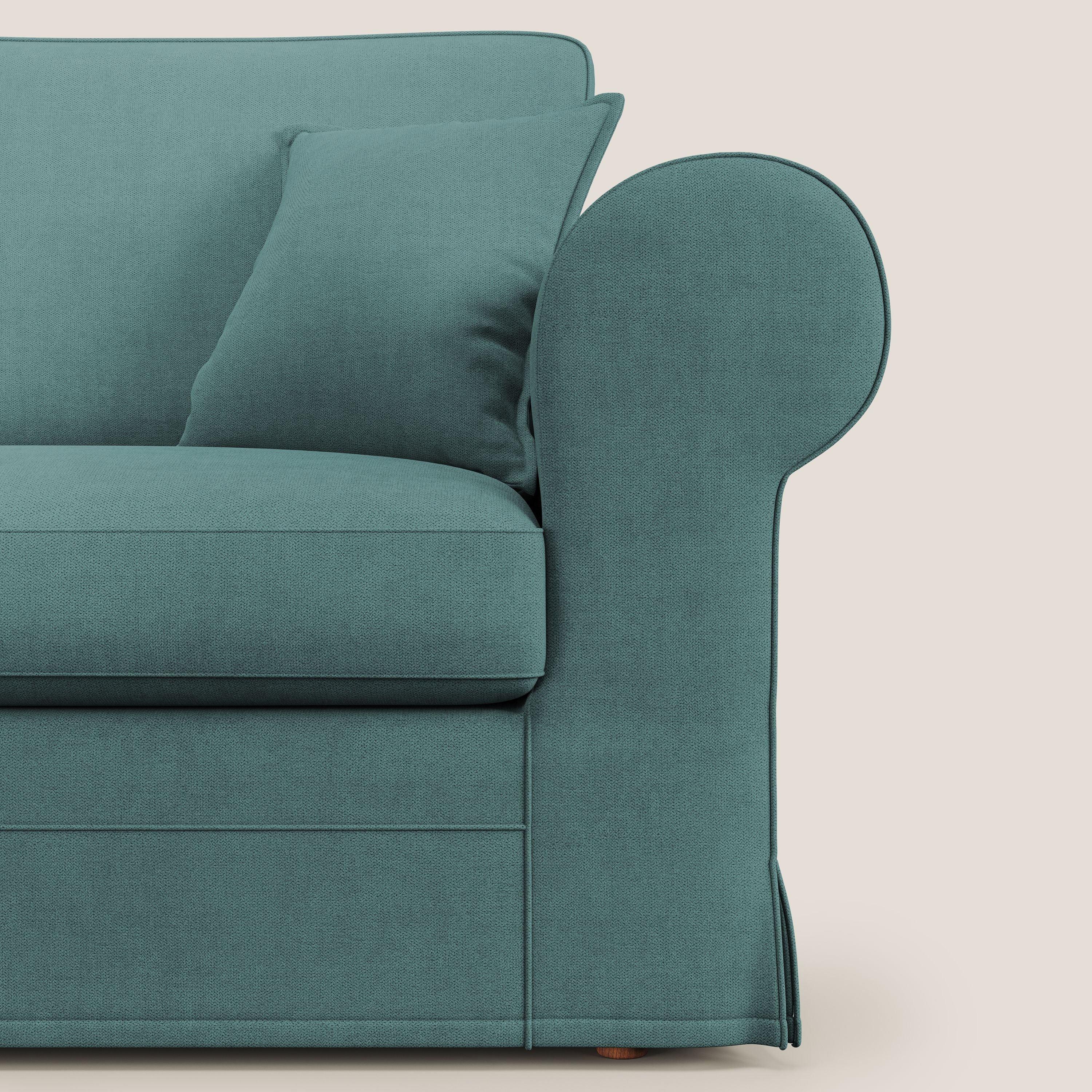 Lady divano classico in piuma d'oca realizzato con tessuto impermeabile T02 petrolio - divani.store