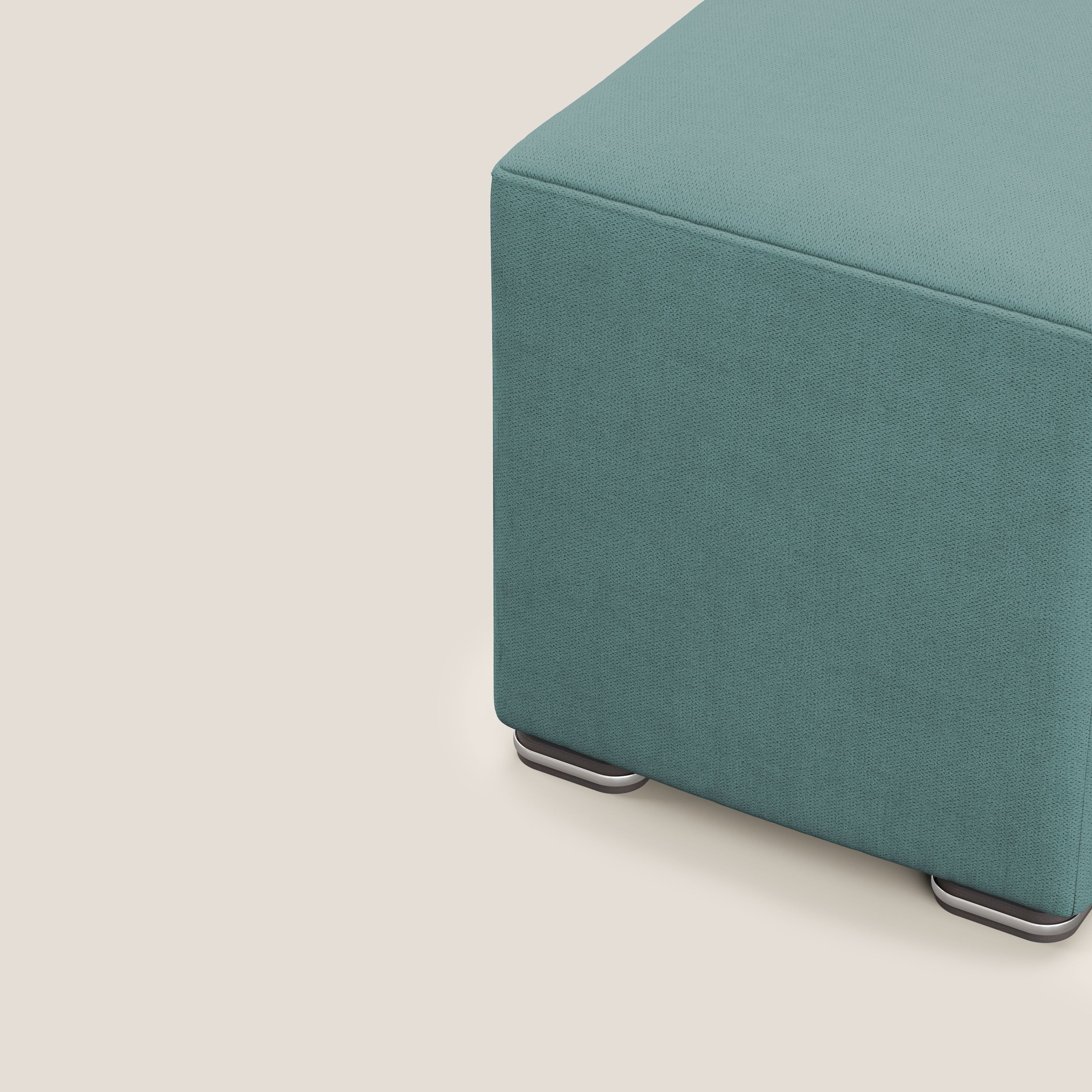 Cube pouf in tessuto morbido impermeabile T02 petrolio - divani.store