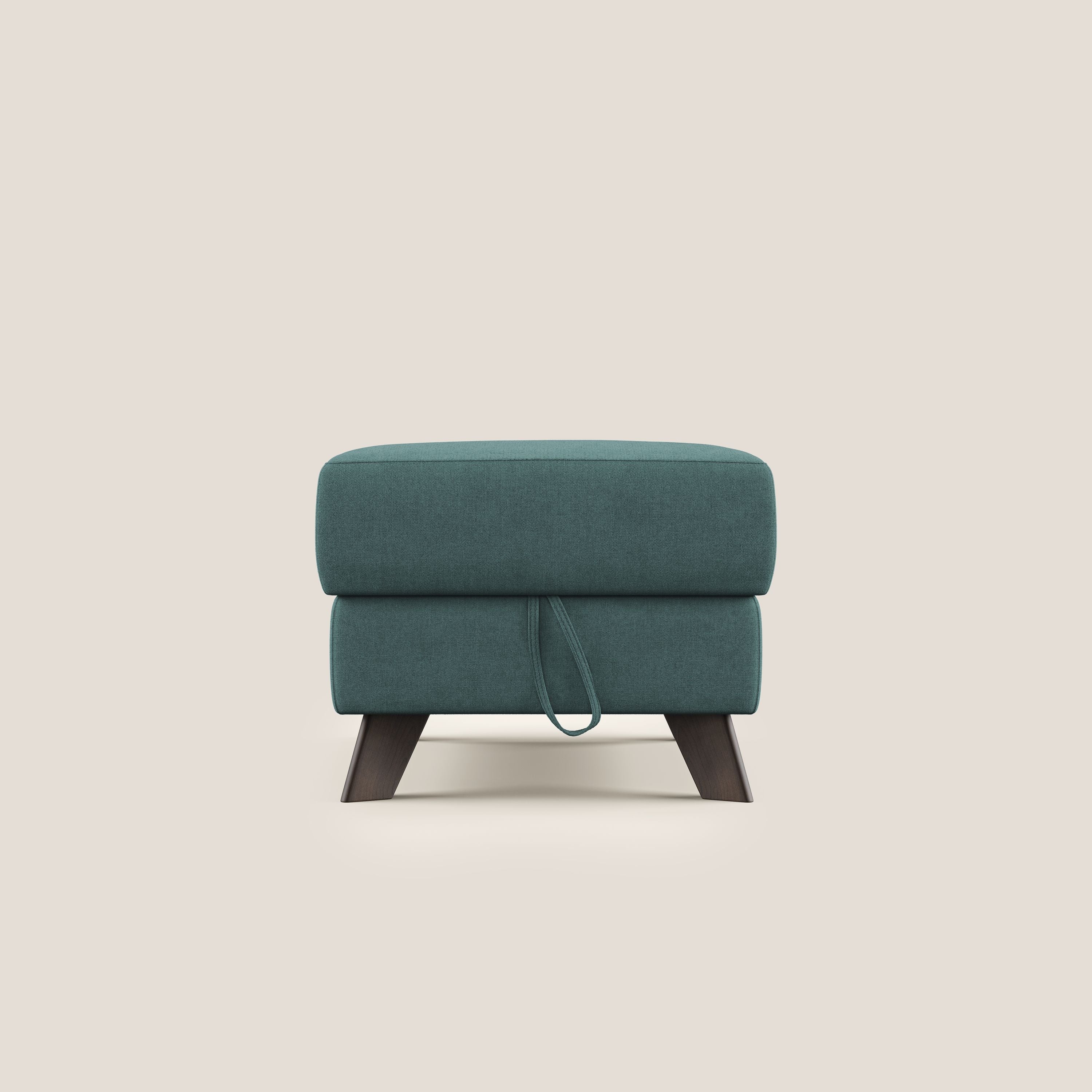 Moon Pouf contenitore e piedini alti in tessuto morbido impermeabile T02 petrolio - divani.store