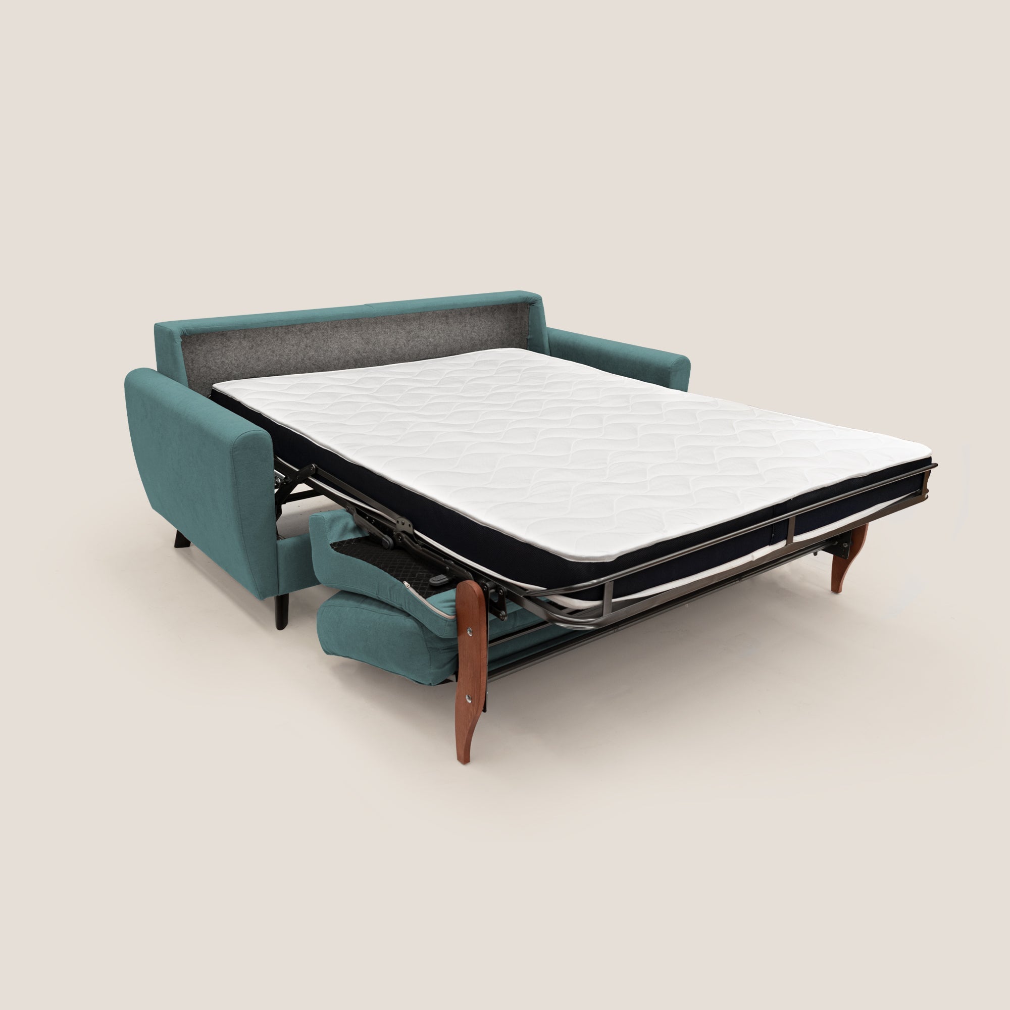 Callisto Divano letto matrimoniale in tessuto morbido impermeabile T02 petrolio - divani.store