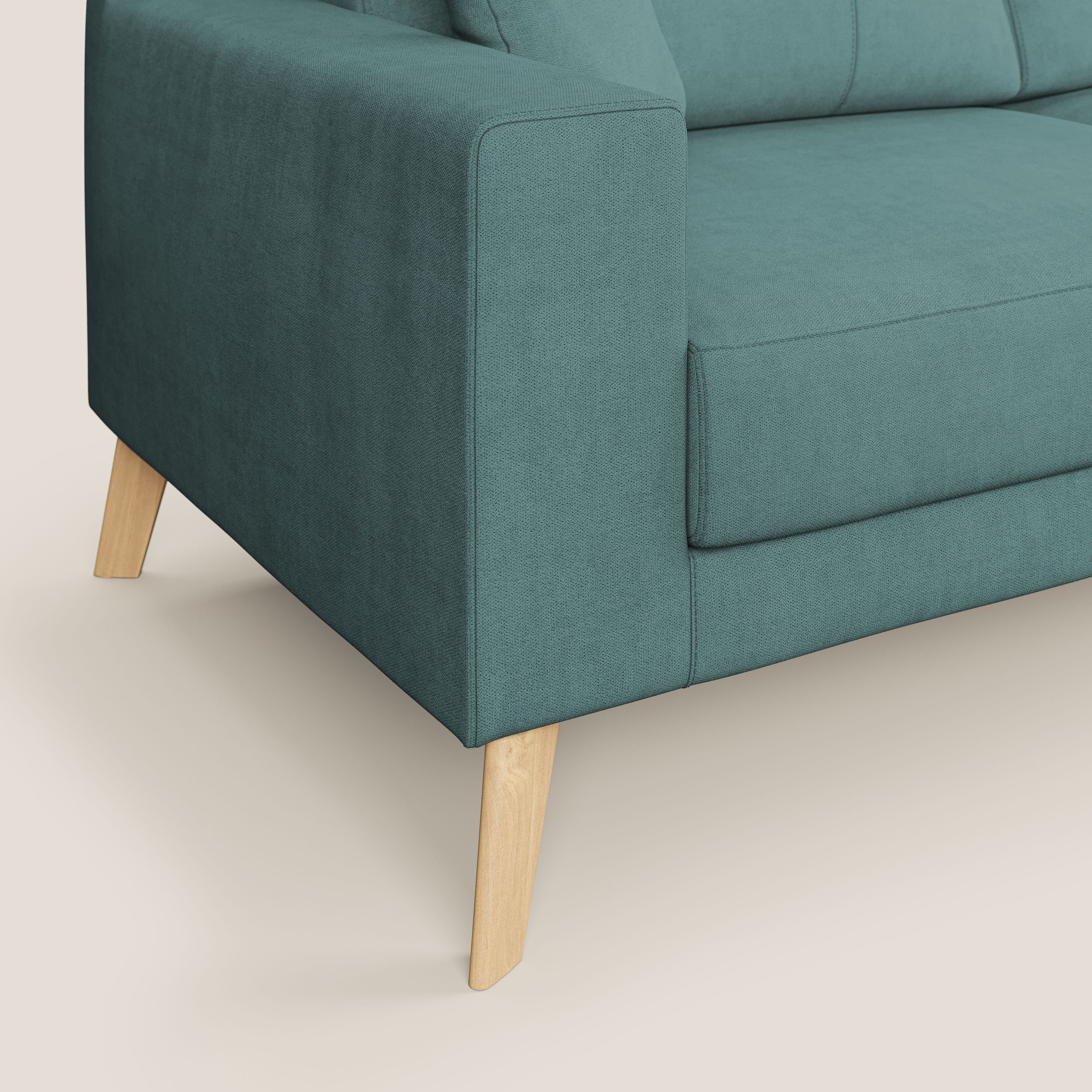 Danish divano moderno in tessuto morbido impermeabile T02 petrolio - divani.store