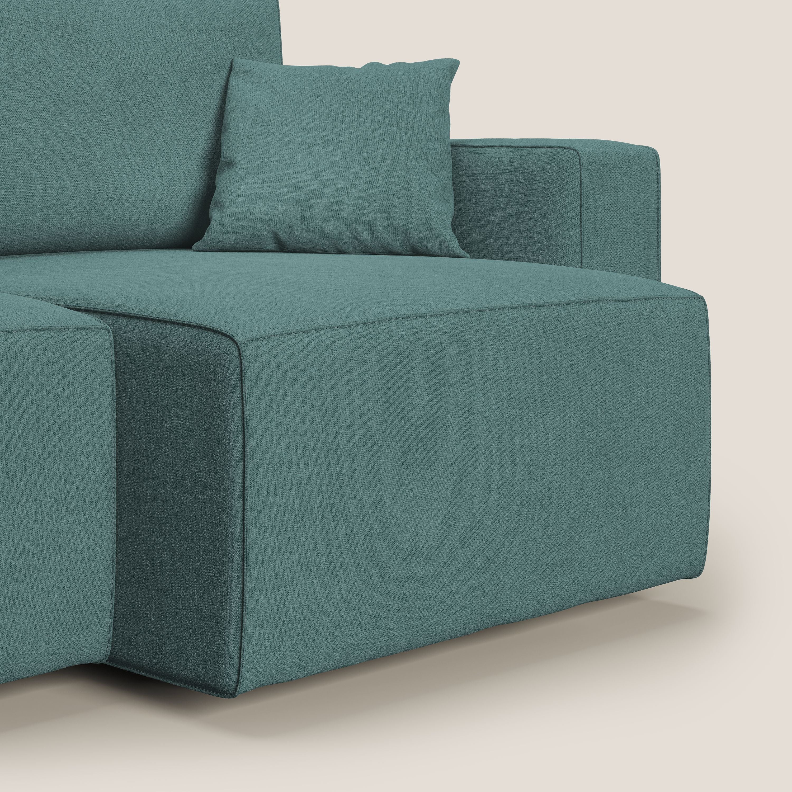 Morfeo divano con sedute estraibili in morbido tessuto impermeabile T02 petrolio - divani.store