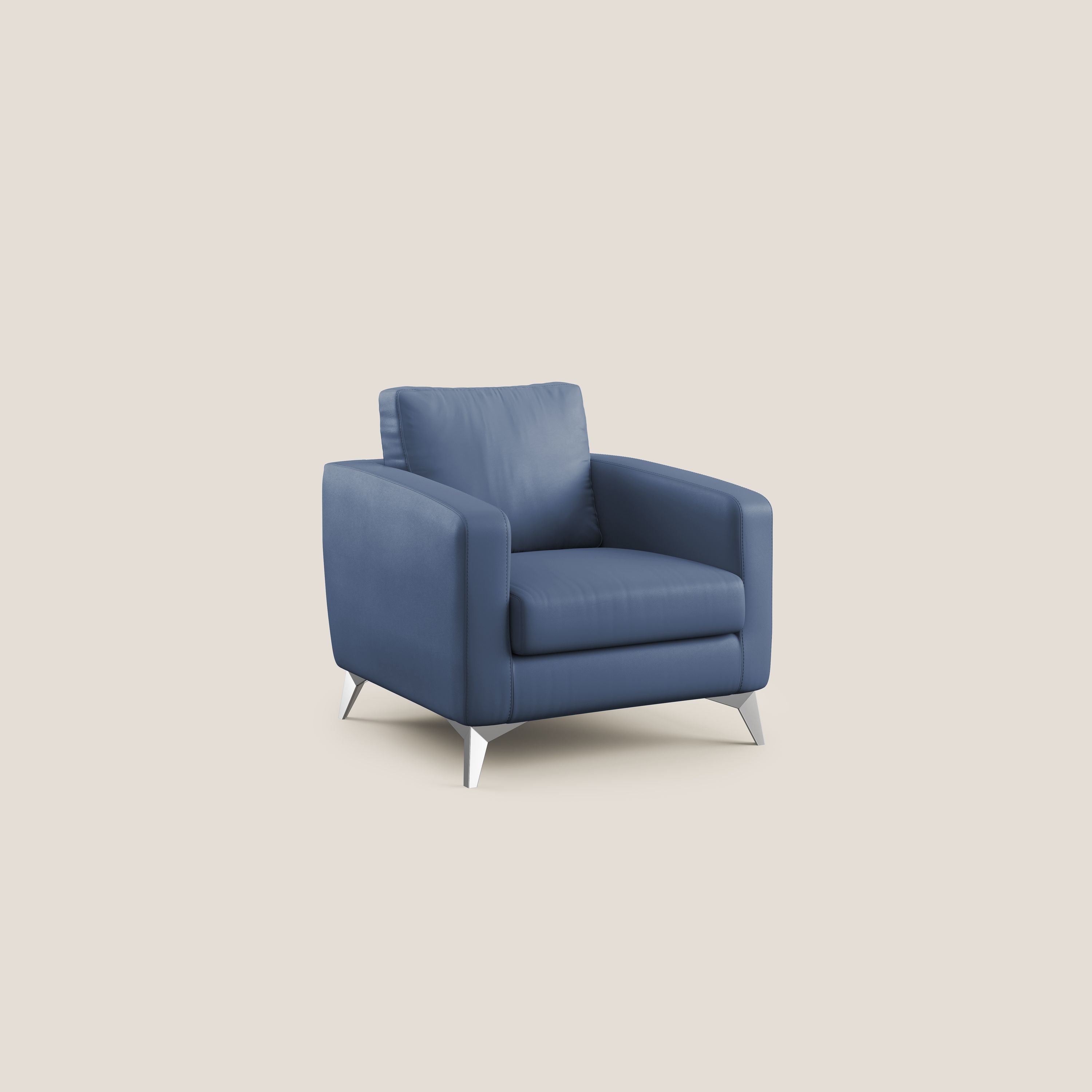 Orione Poltroncina in ecopelle moderna e impermeabile T04 blu - divani.store