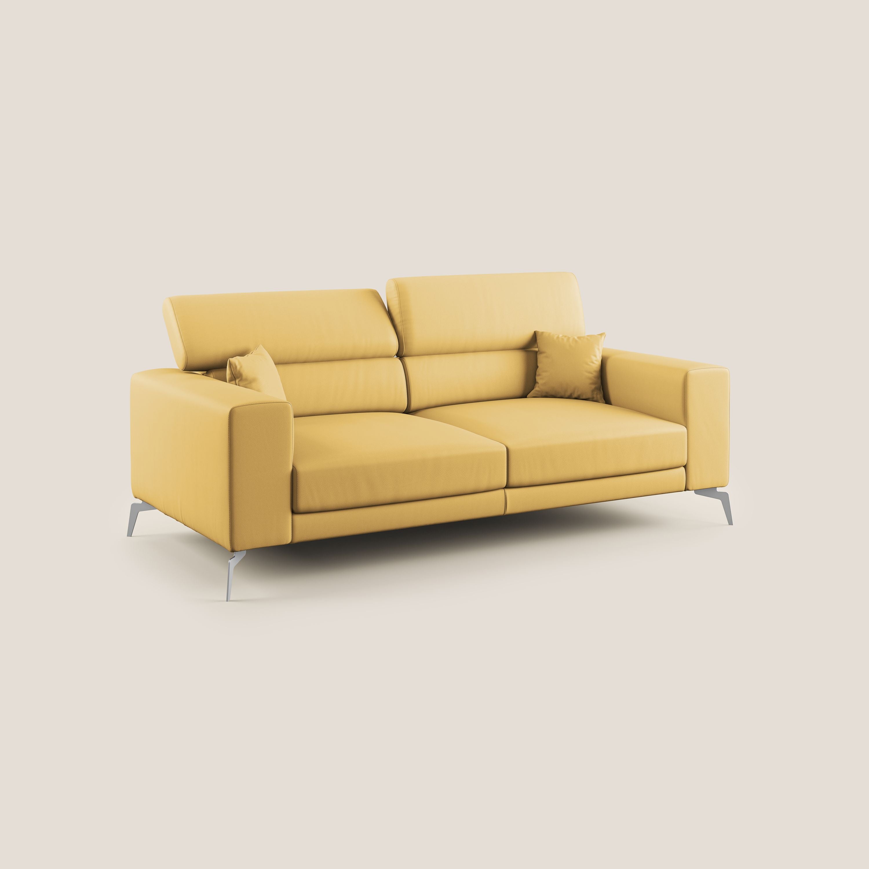 Blade Divano moderno con poggiatesta reclinabili in Ecopelle T04 giallo - divani.store