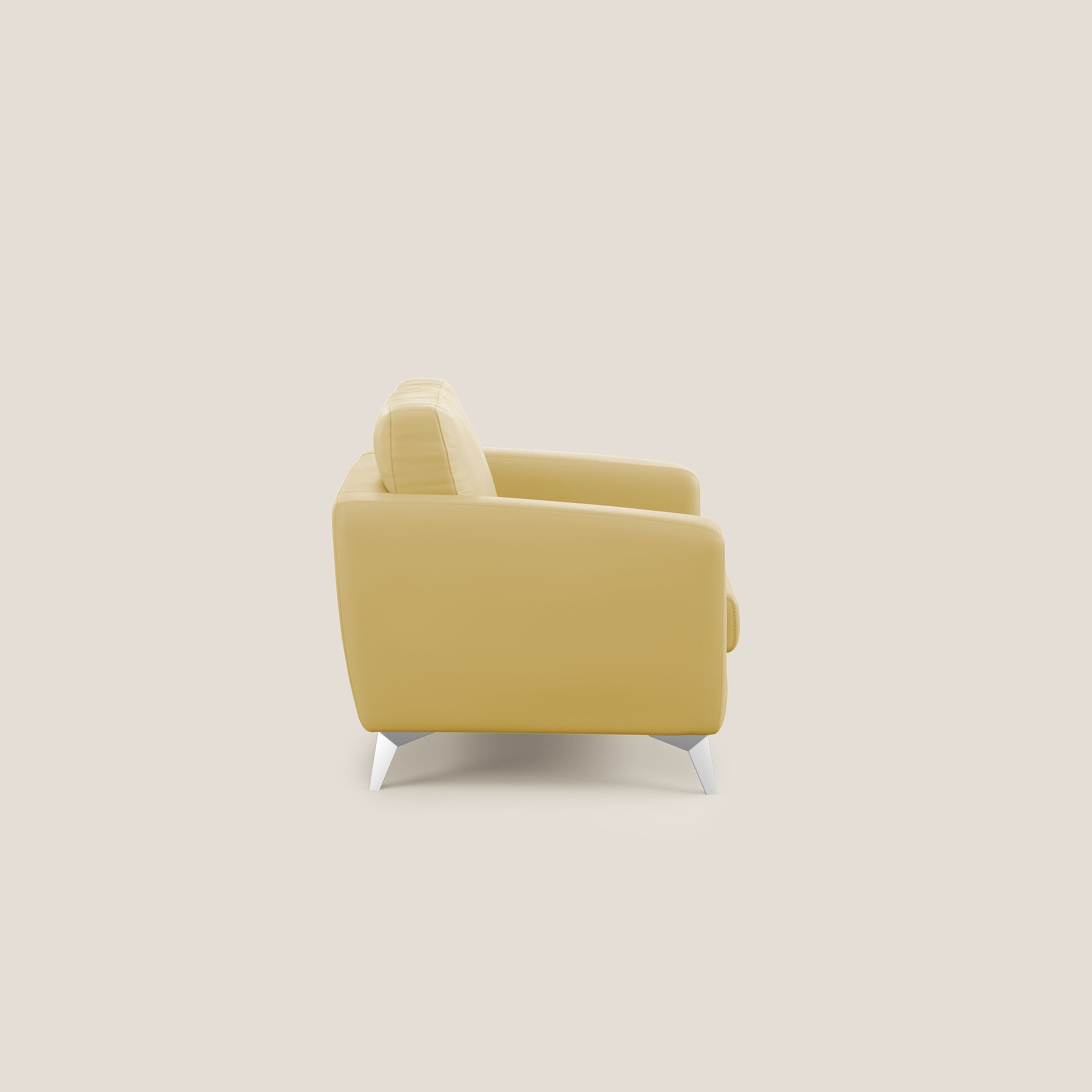 Orione Poltroncina in ecopelle moderna e impermeabile T04 giallo - divani.store