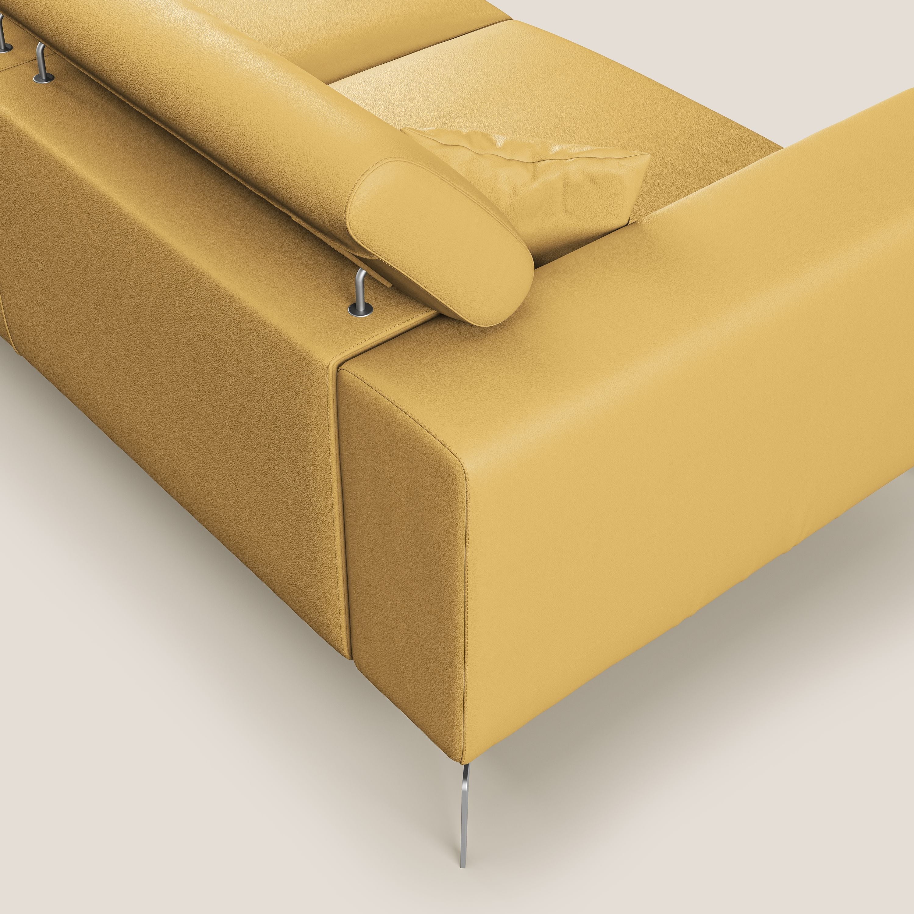 Blade Divano moderno con poggiatesta reclinabili in Ecopelle T04 giallo - divani.store