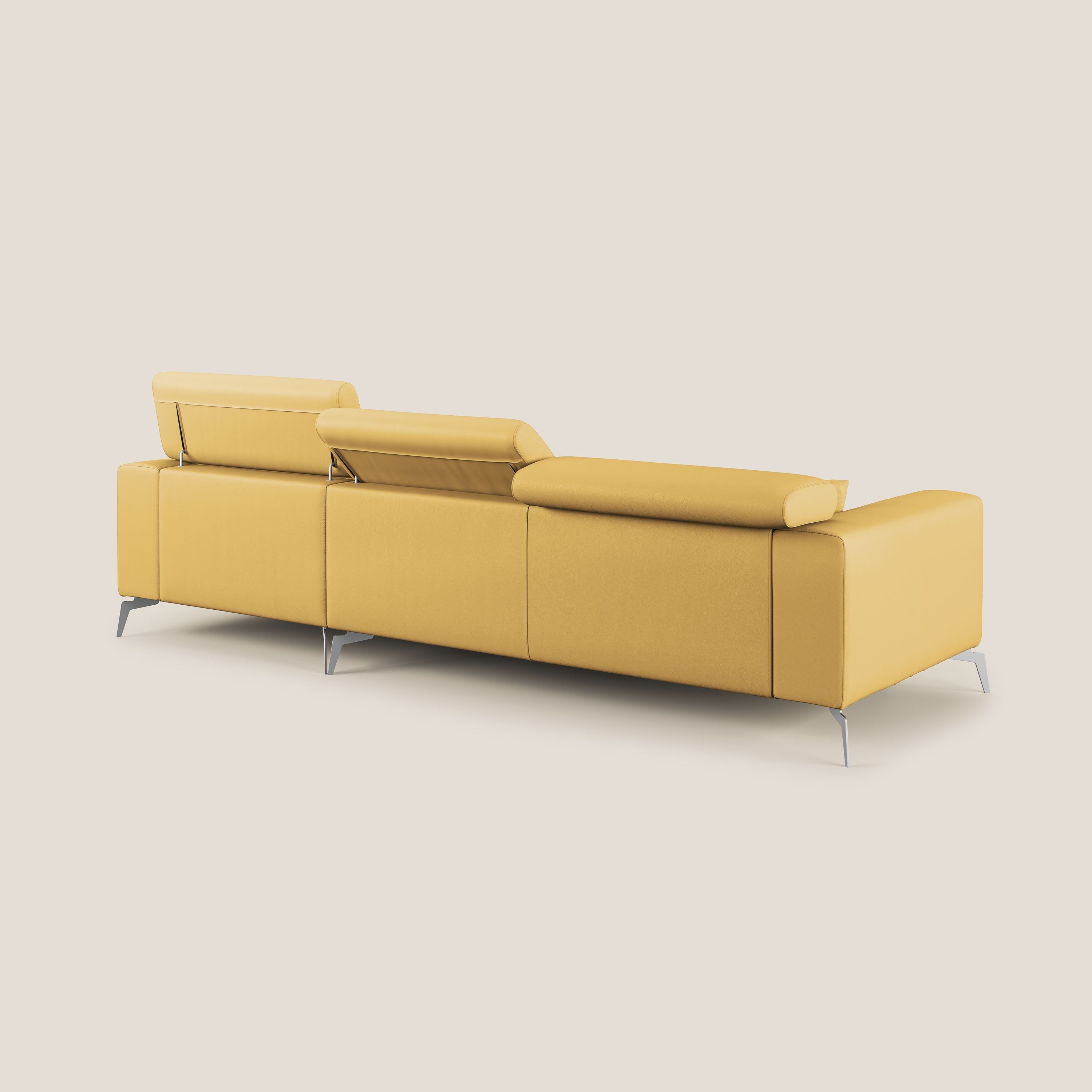 Blade Divano moderno angolare con poggiatesta reclinabili in Ecopelle T04 giallo - divani.store