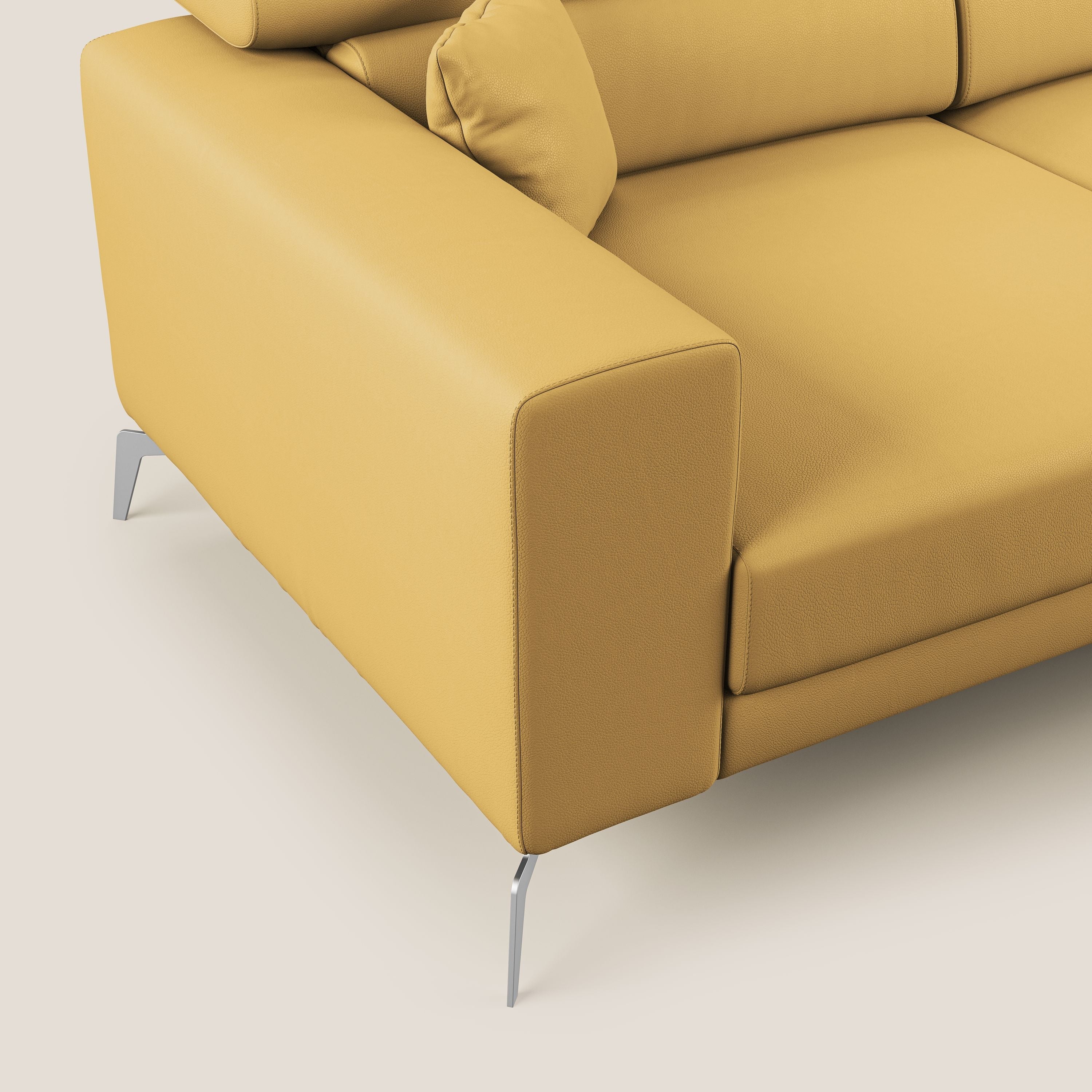 Blade Divano moderno angolare con poggiatesta reclinabili in Ecopelle T04 giallo - divani.store