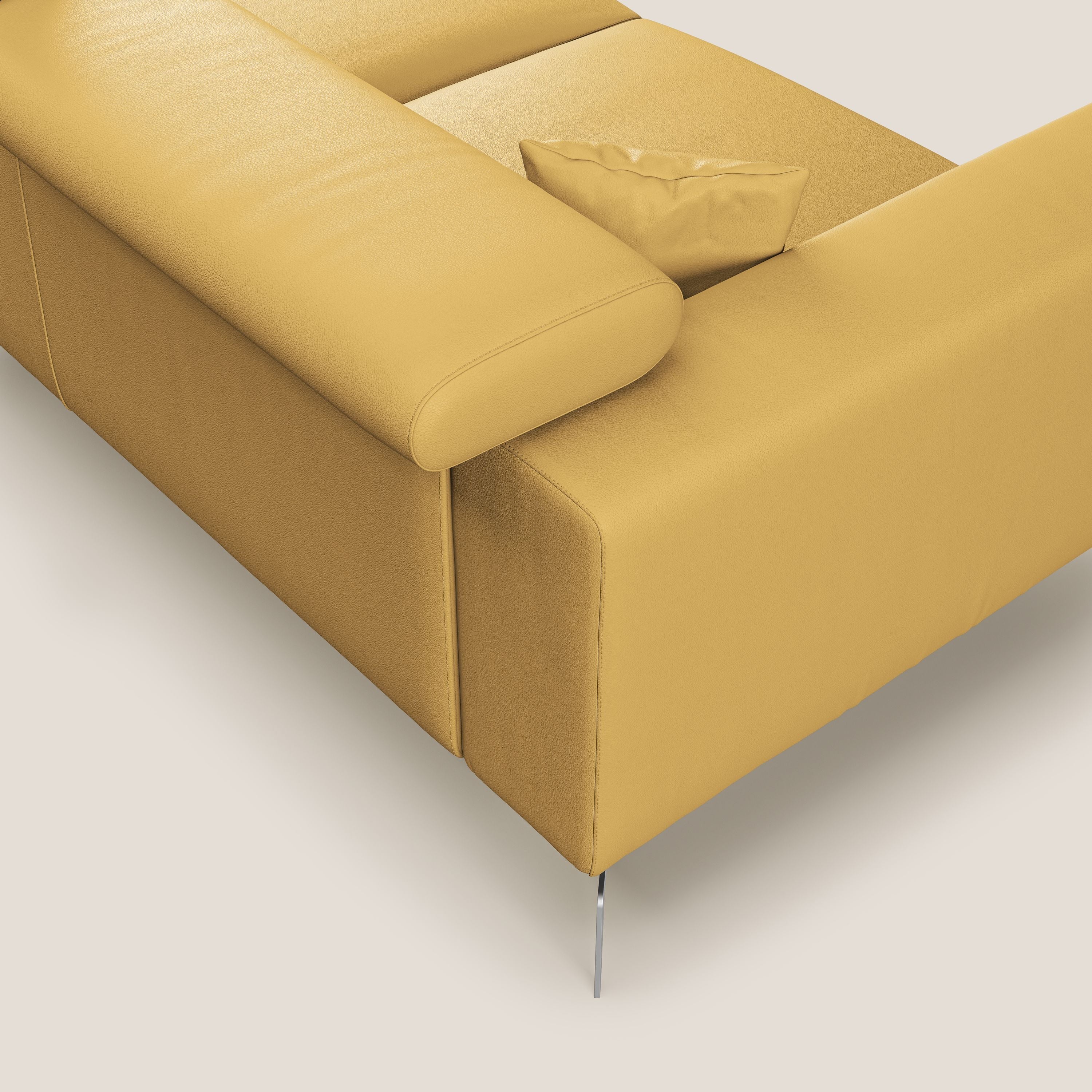 Blade Divano moderno angolare con poggiatesta reclinabili in Ecopelle T04 giallo - divani.store