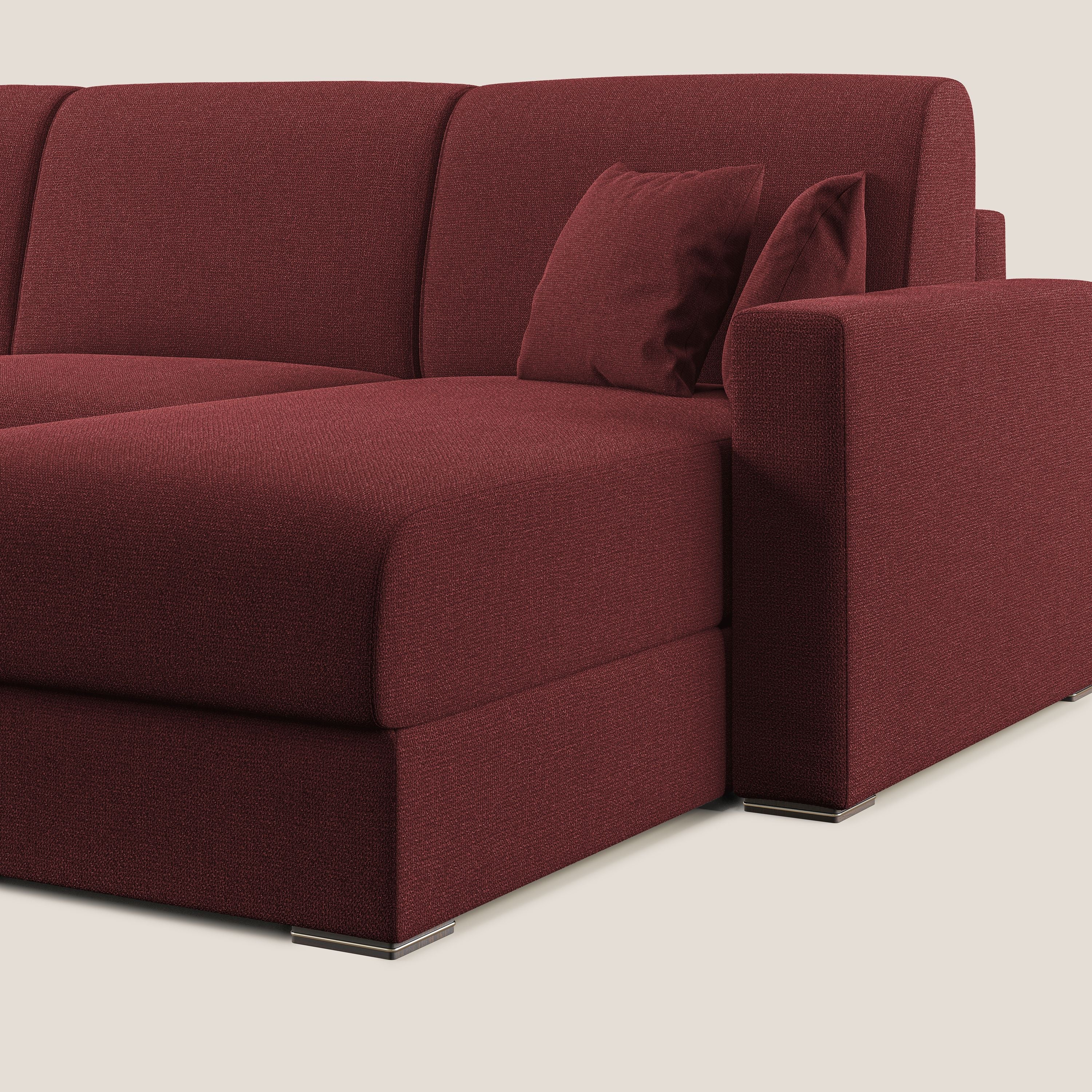 Best Divano letto angolare con penisola in tessuto smacchiabile QuickClean T08 rosso - divani.store