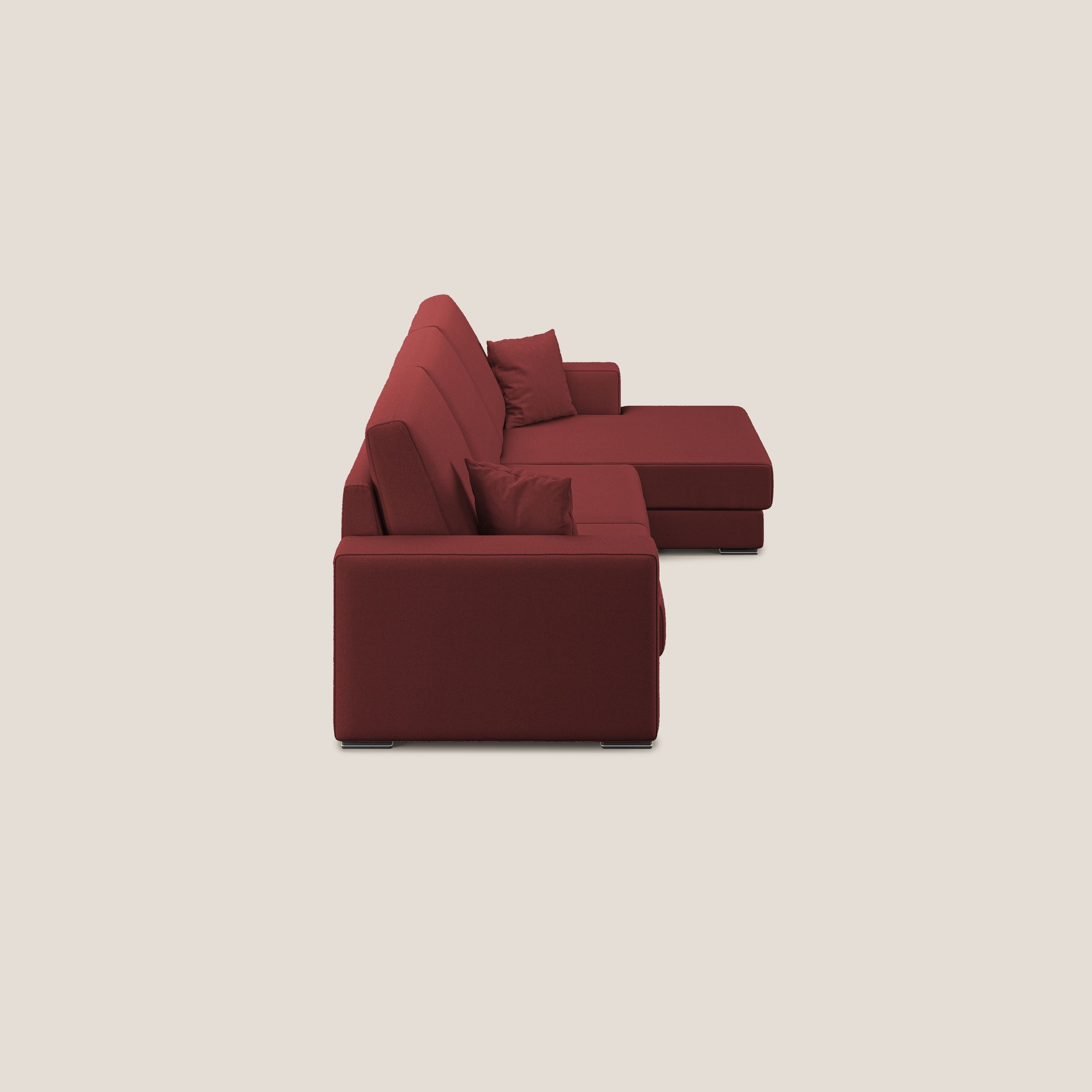 Marte divano angolare in tessuto smacchiabile impermeabile T08 rosso - divani.store