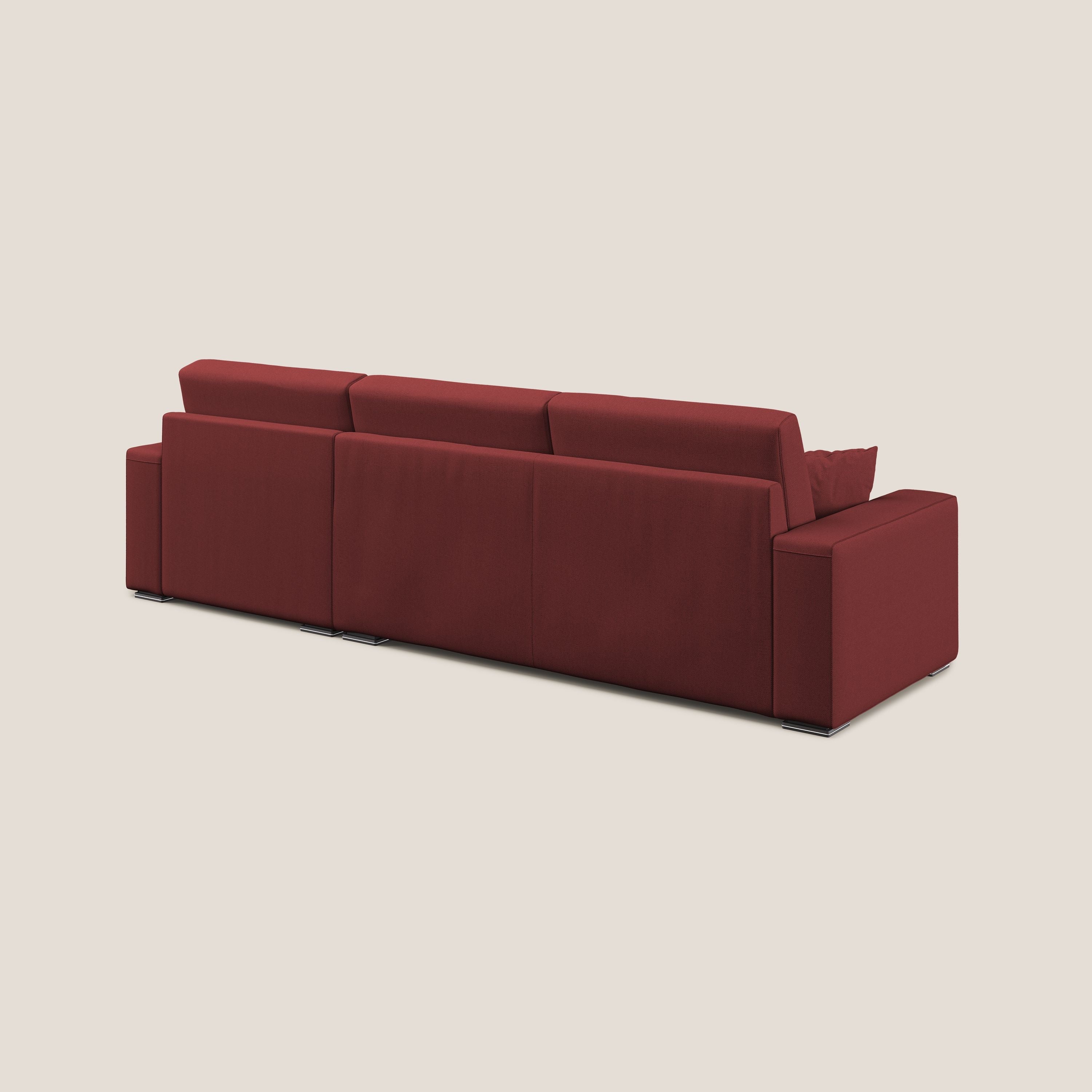 Marte divano angolare in tessuto smacchiabile impermeabile T08 rosso - divani.store