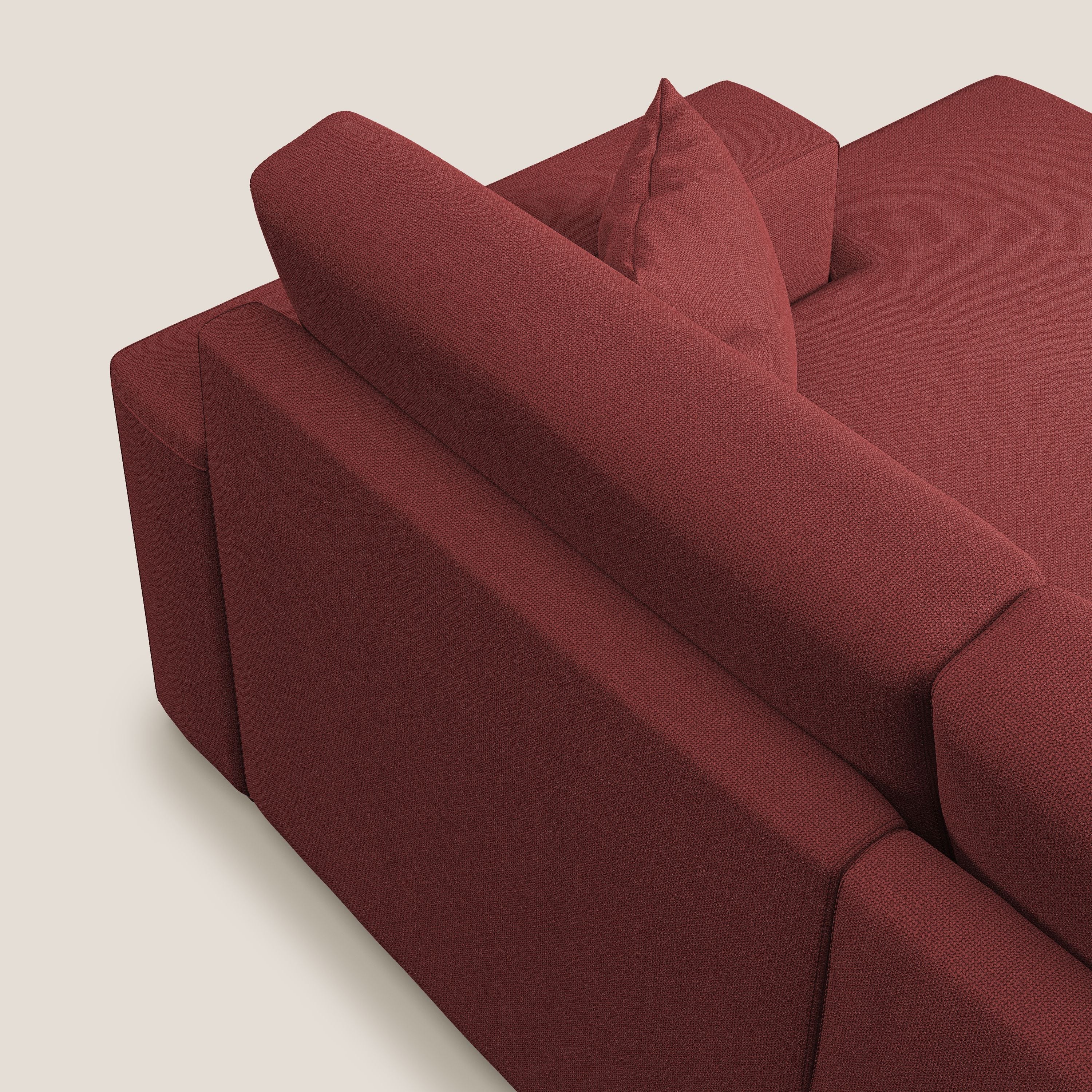 Marte divano angolare in tessuto smacchiabile impermeabile T08 rosso - divani.store