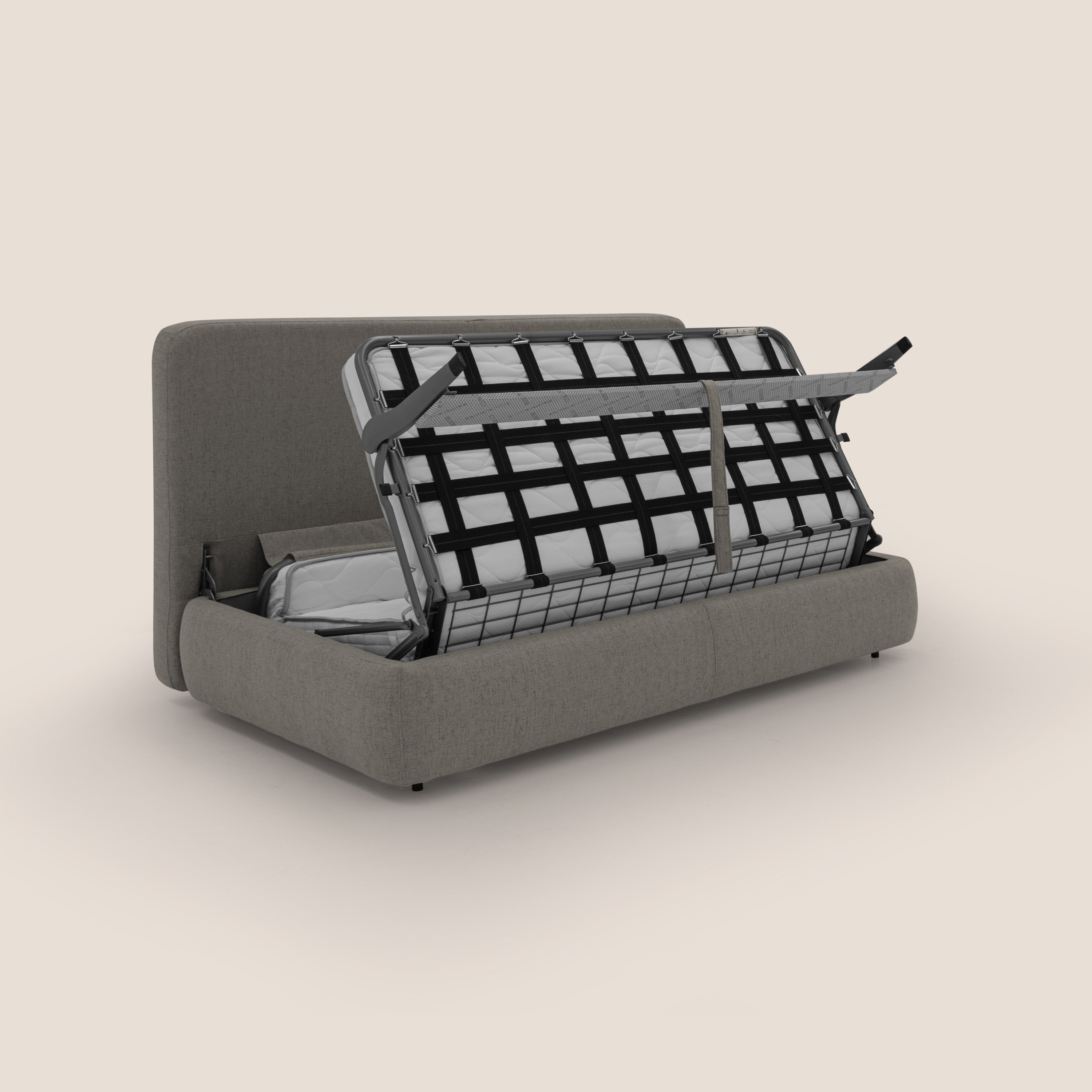 Gransasso Divano letto matrimoniale dal DESIGN innovativo in tessuto impermeabile T03 talpa - divani.store